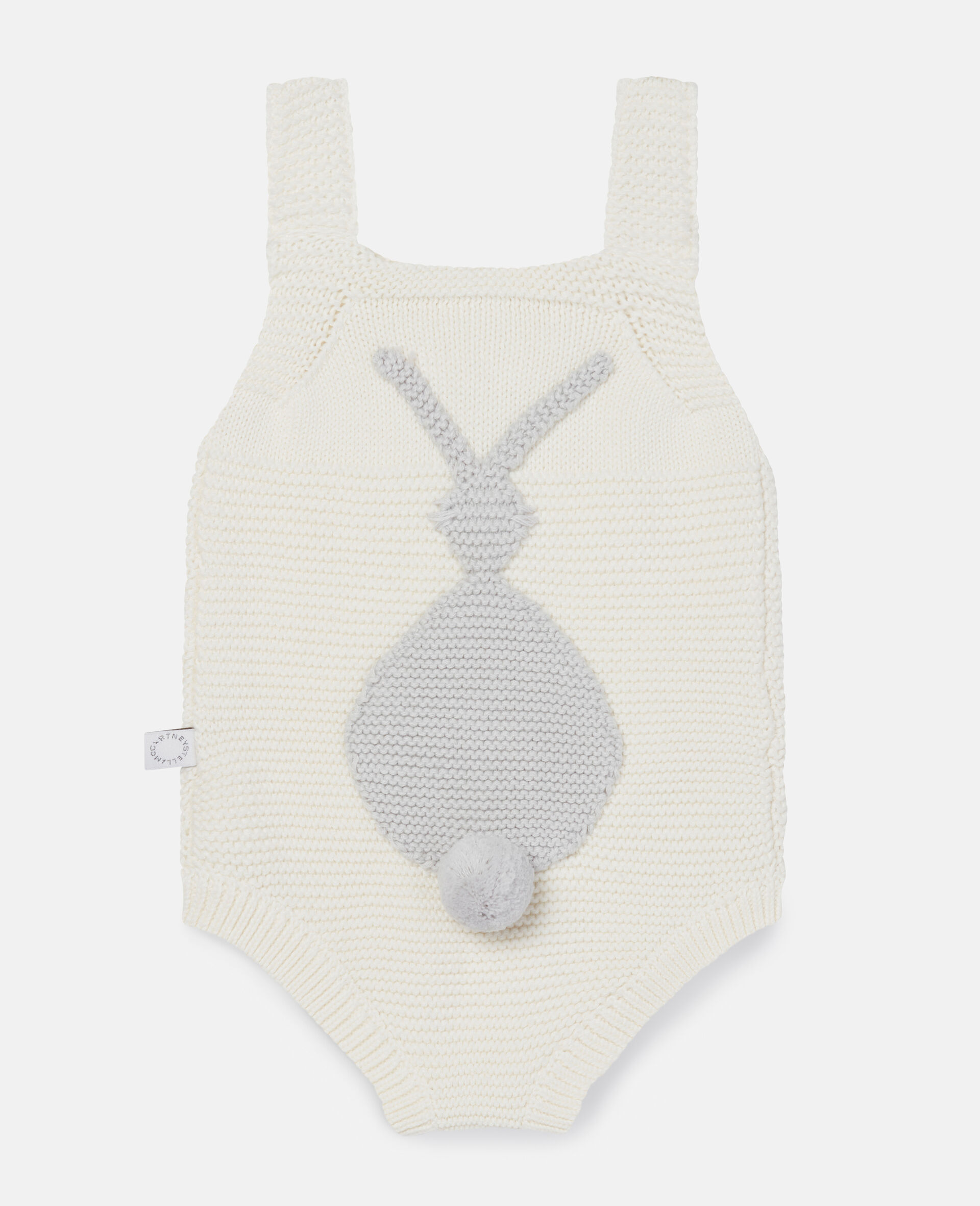Knit Bunny Tail Bodysuit-White-large image number 3