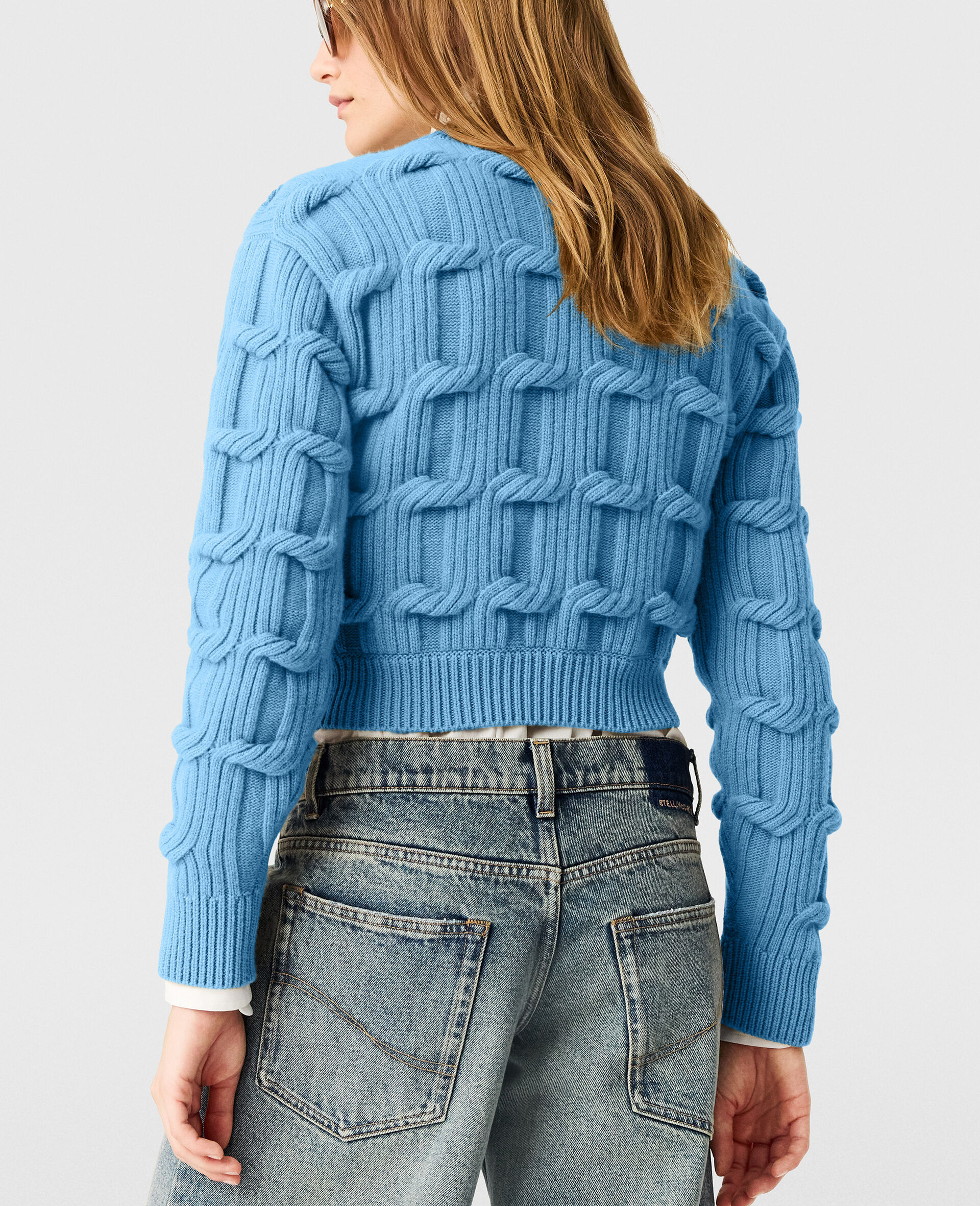 Falabella Cable-Knit Crewneck Jumper-Grey-large image number 4