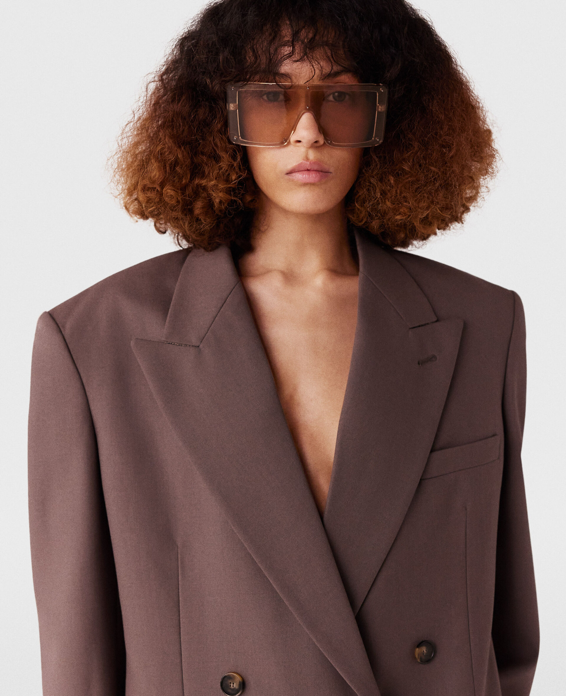 Oversized Double-Breasted Blazer-Brown-large image number 3