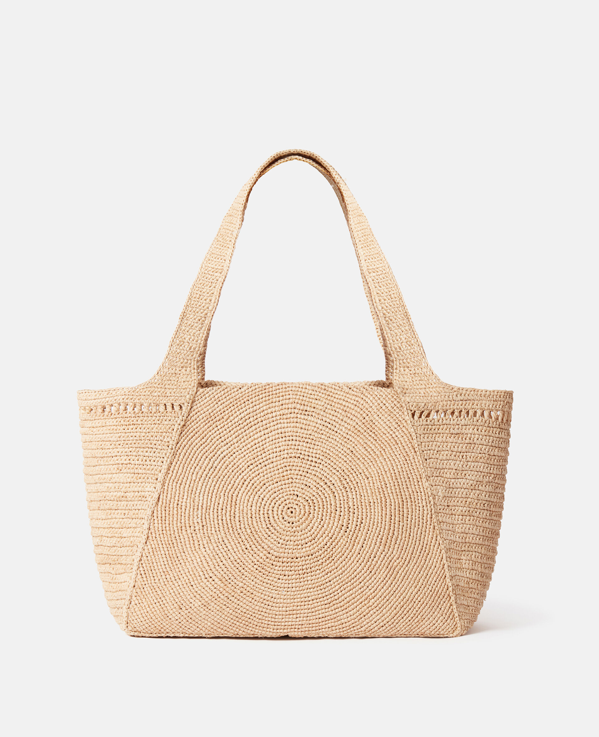Logo Small Crochet Raffia Tote Bag-Beige-large image number 4