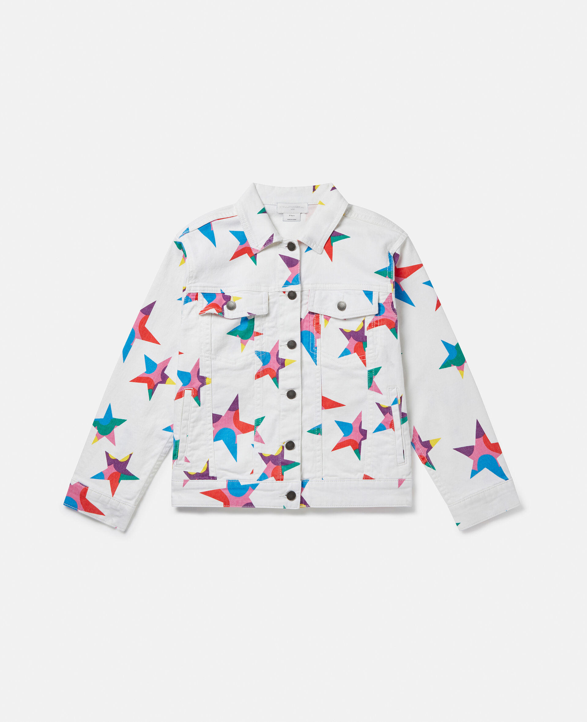 Star Print Denim Jacket-White-large image number 0