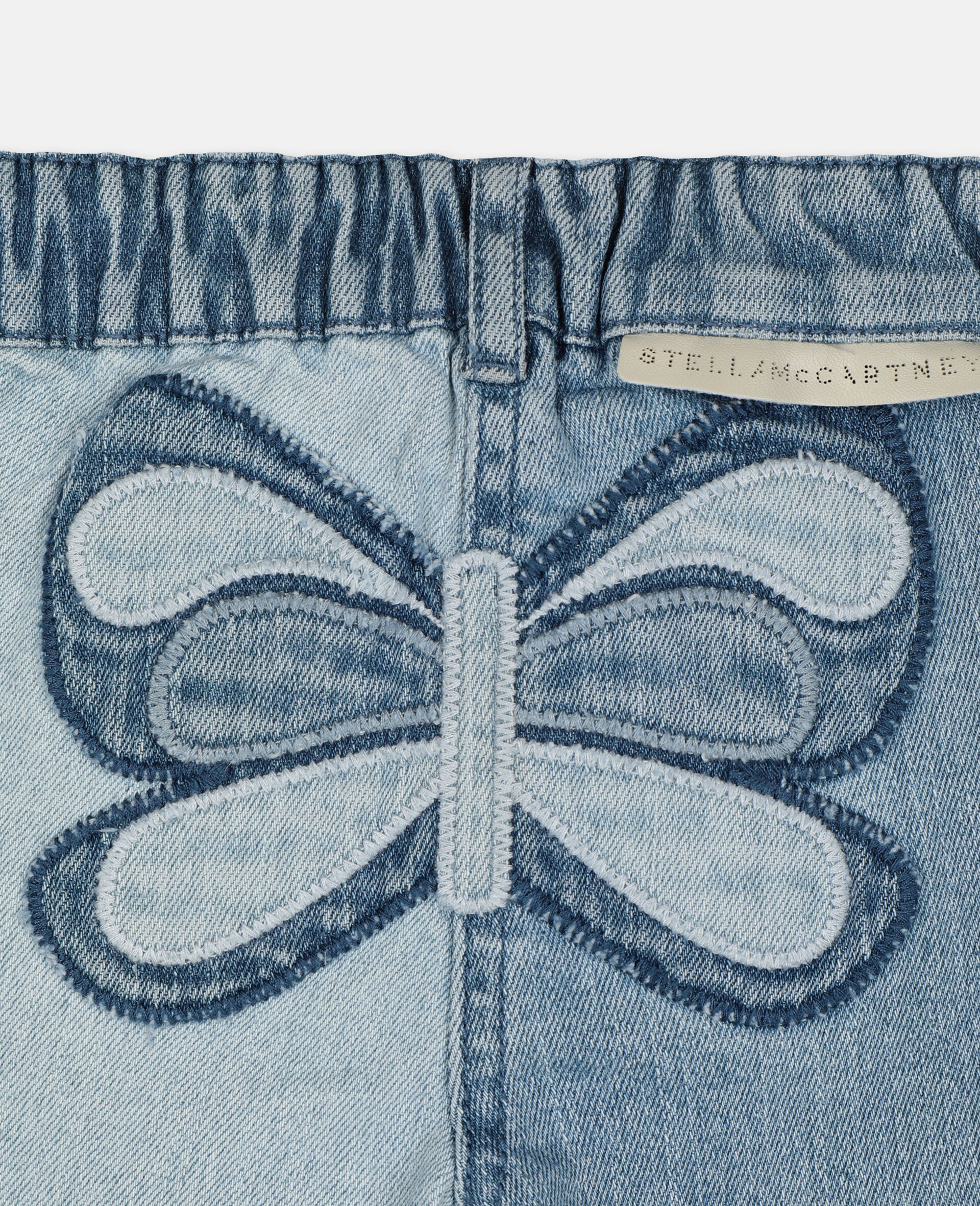 Pantalon en denim slim à motif papillon-Bleu-large image number 2