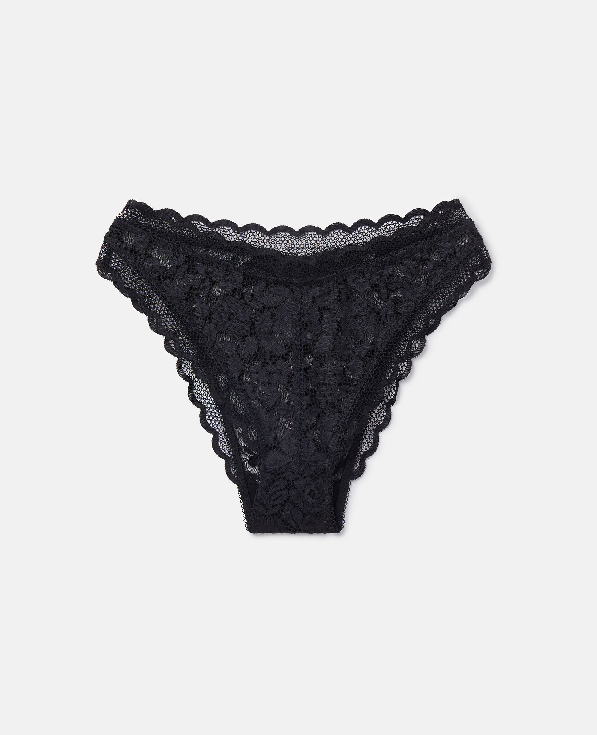 Patchwork Lace High Leg Bikini Briefs-Black-medium