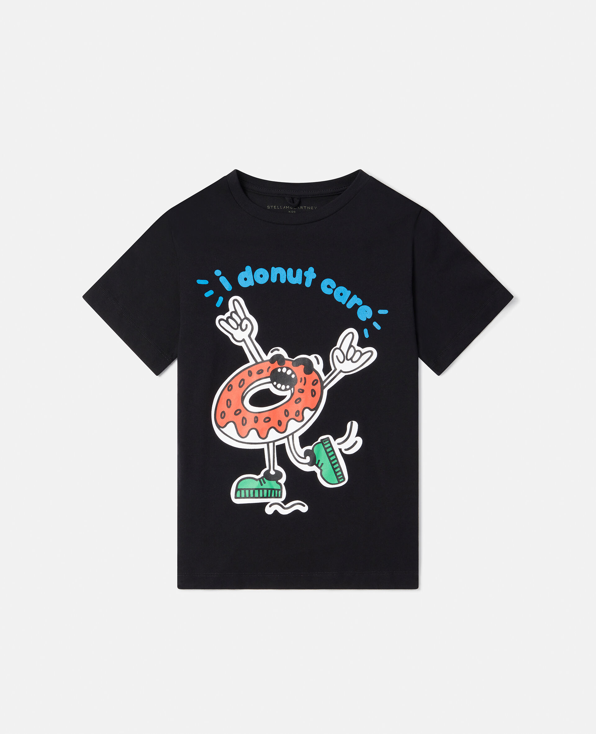 'I Donut Care' プリントTシャツ-ブラック-large image number 0