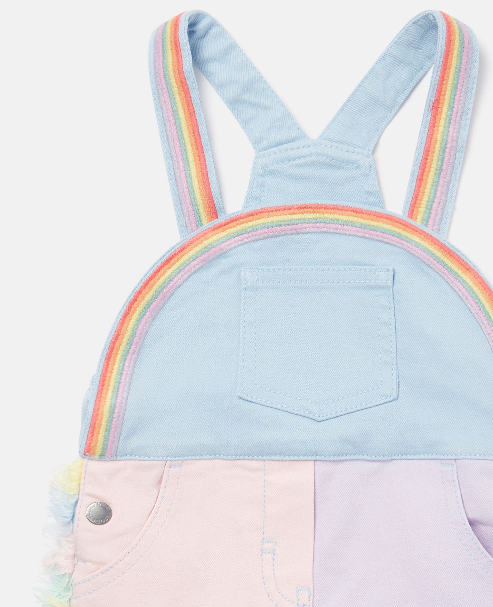 Rainbow Patchwork Dungaree Dress-Blue-large Rainbow Patchwork Dungaree Dress-Blue-large image number 1