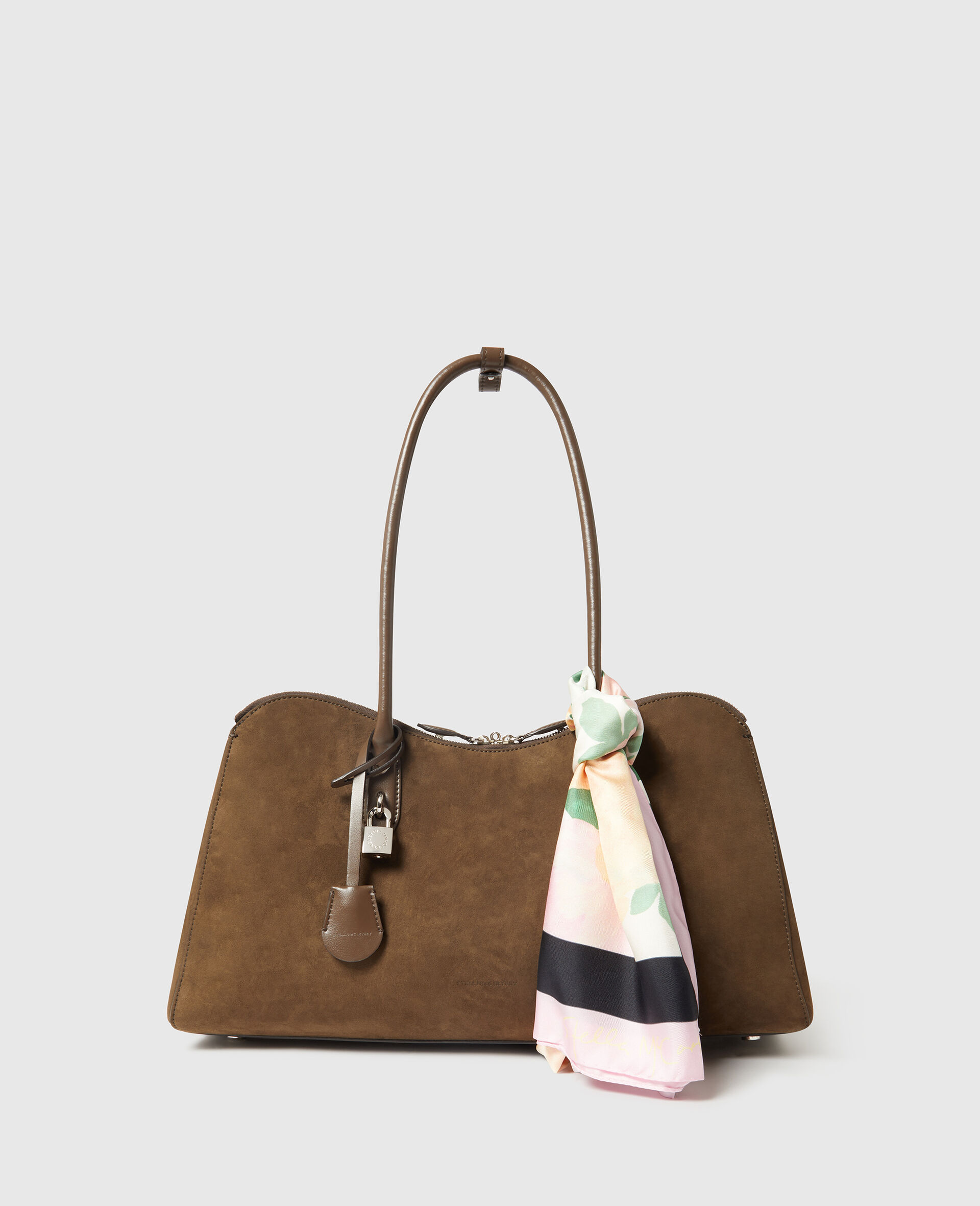 Foulard Quadrato con Stampa Peonia-Rosa-medium