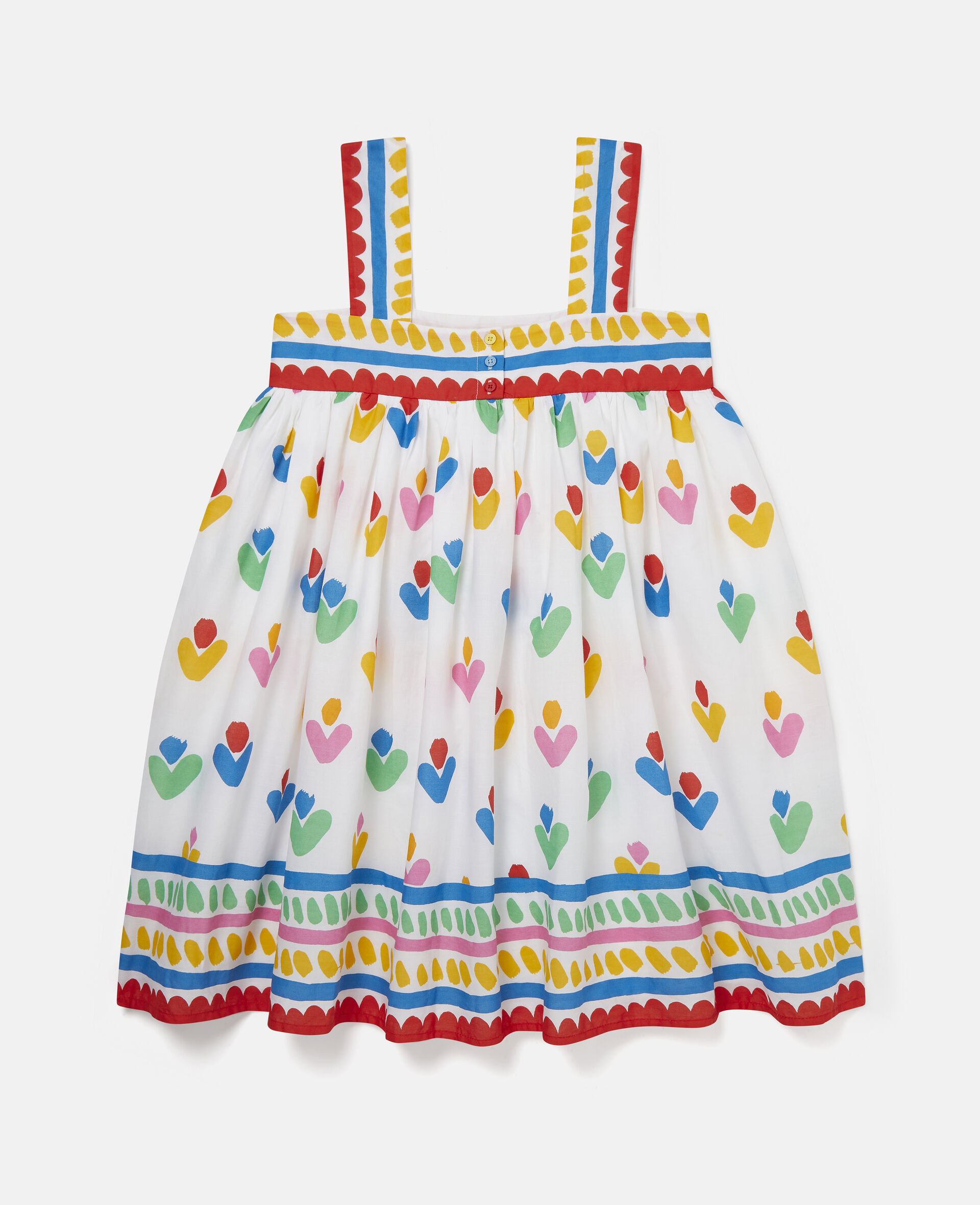 Heart Flower Print Cotton Dress-White-large image number 2