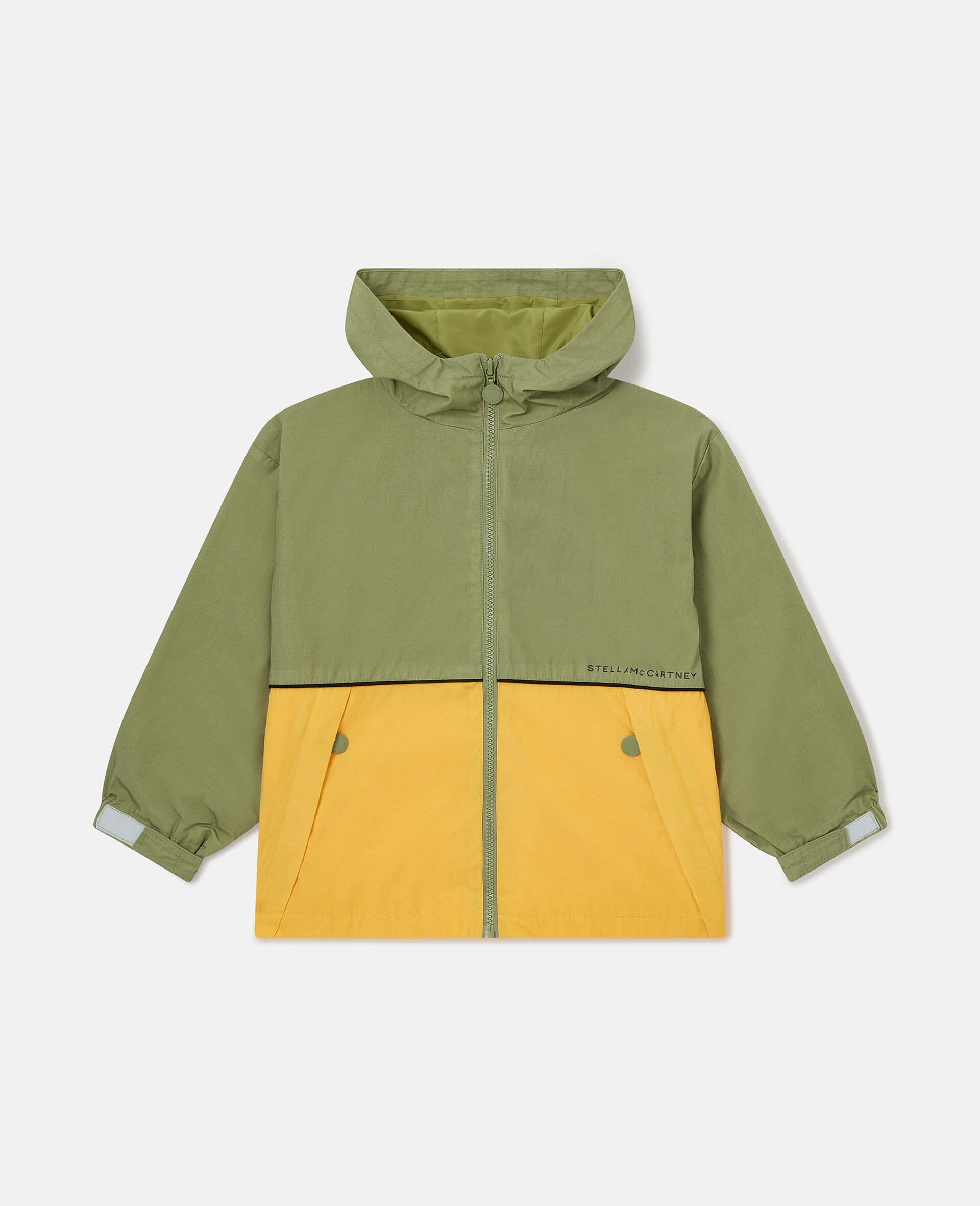 Colour Block Hooded Raincoat-Green-medium