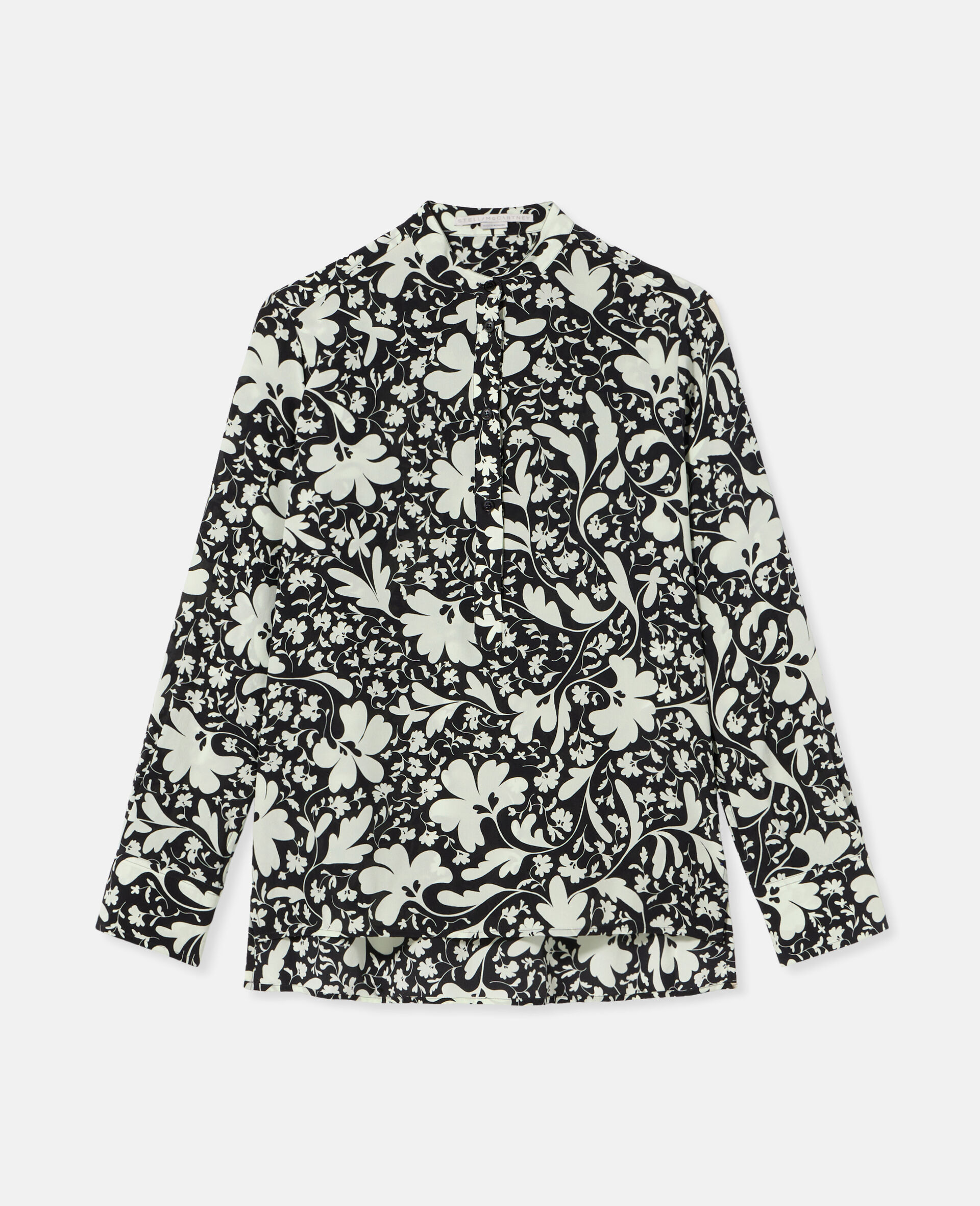 Forest Floral Print Silk Shirt-Multicolour-large image number 0