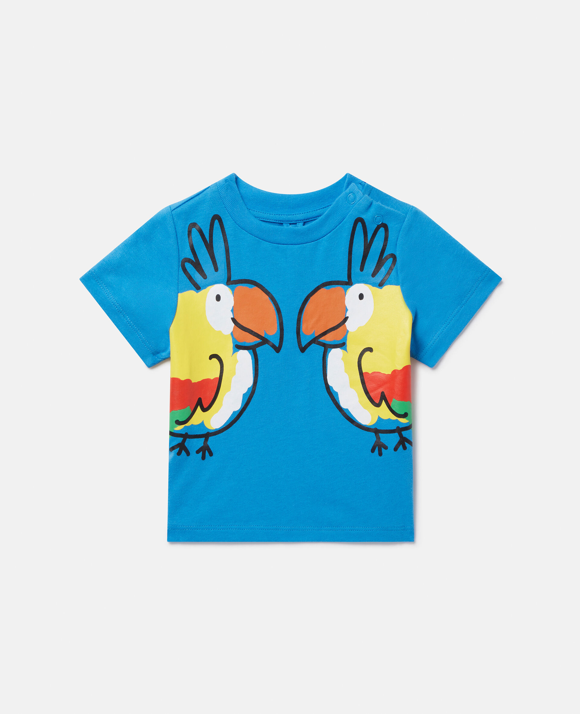 Double Baby Parrot Print T-Shirt-Blue-large