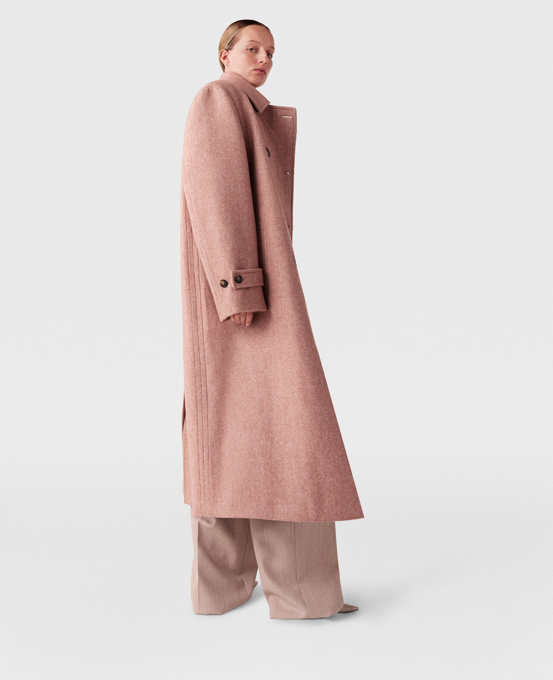 Double Breasted Long Coat-Pink-large image number 2