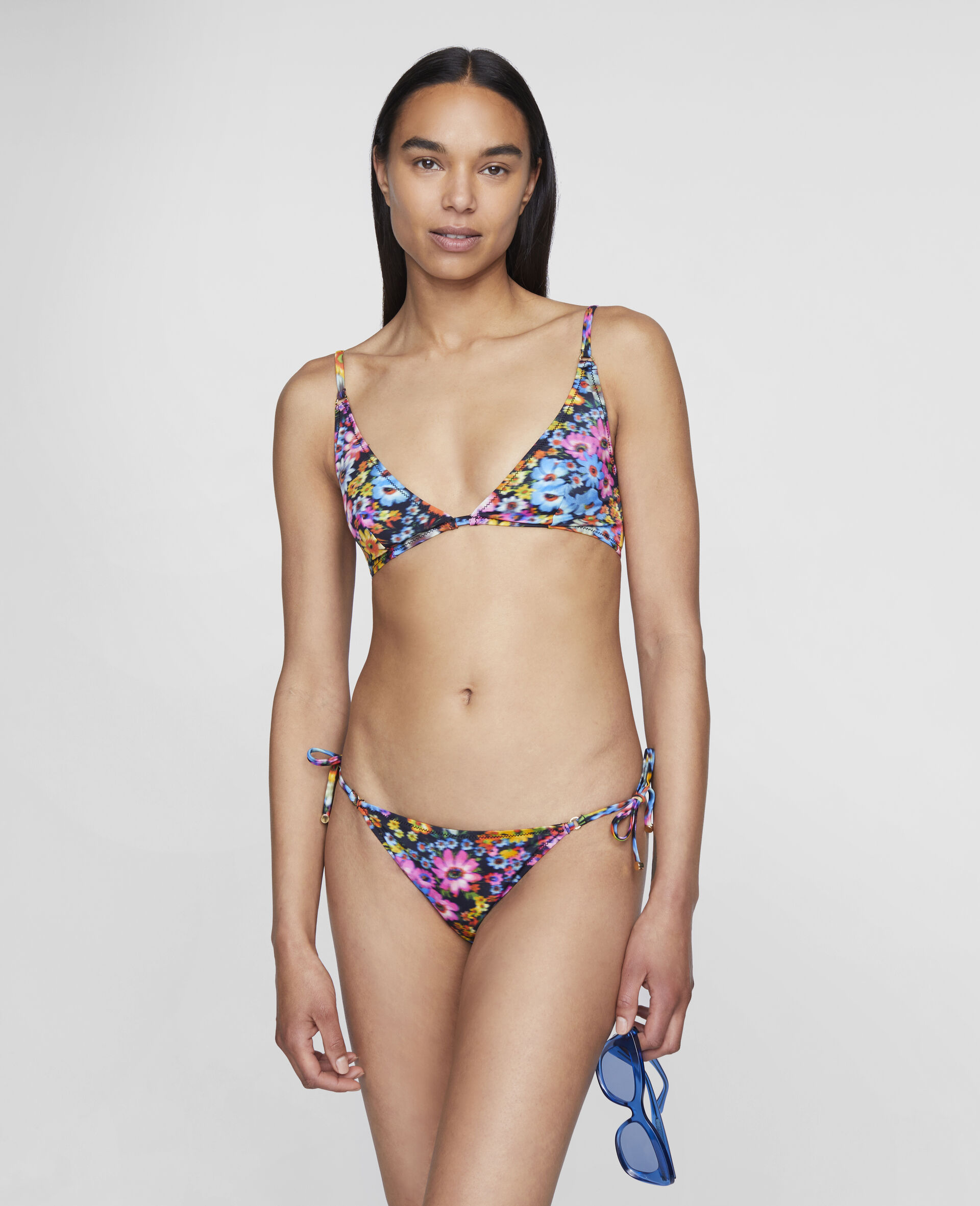 Floral Triangle Bikini Top-Multicolour-large image number 1