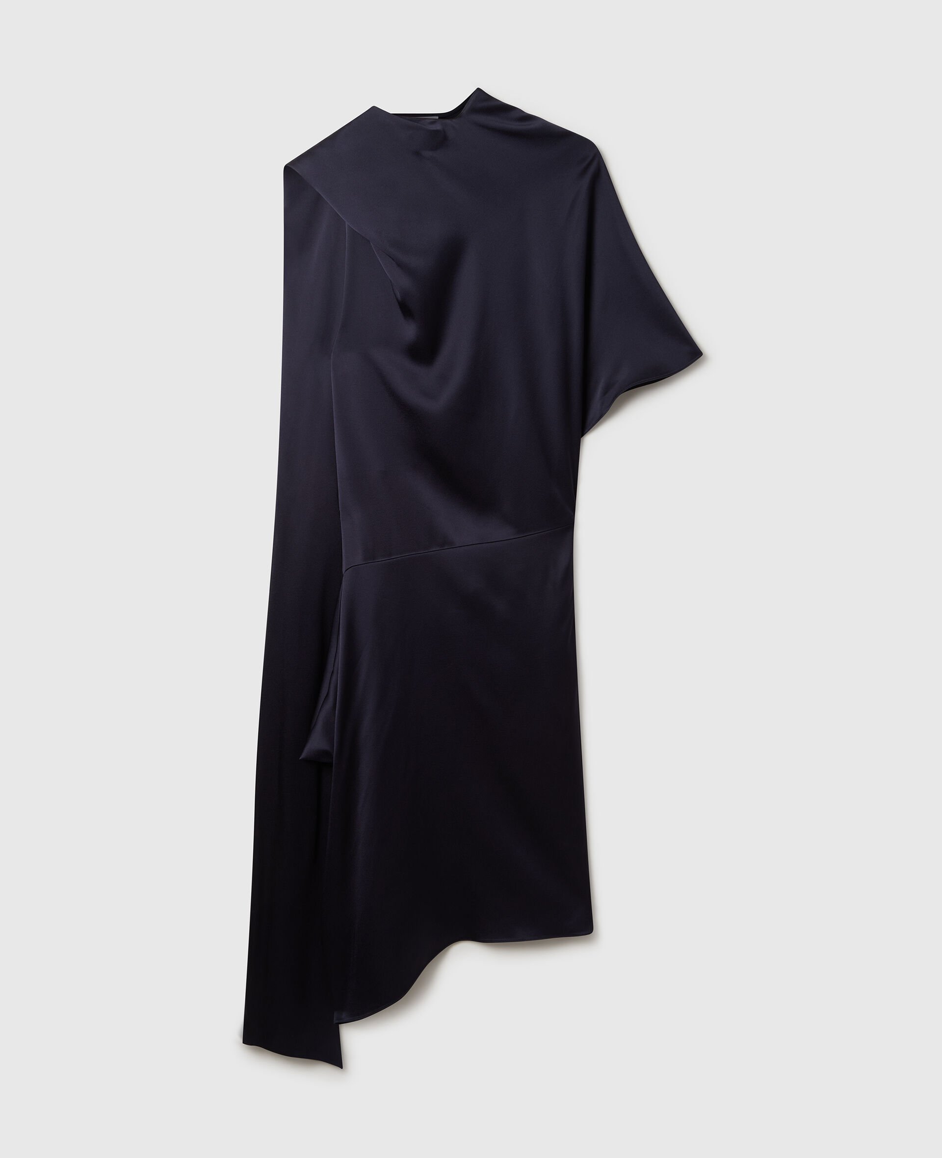 Asymmetric Tie-Neck Midi Dress-Blue-large image number 0