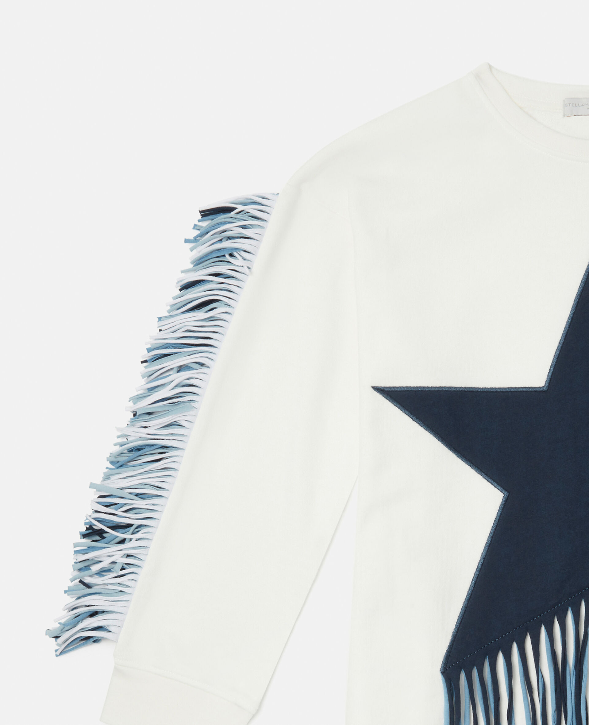 Fringed Star Sweatshirt Dress-White-medium