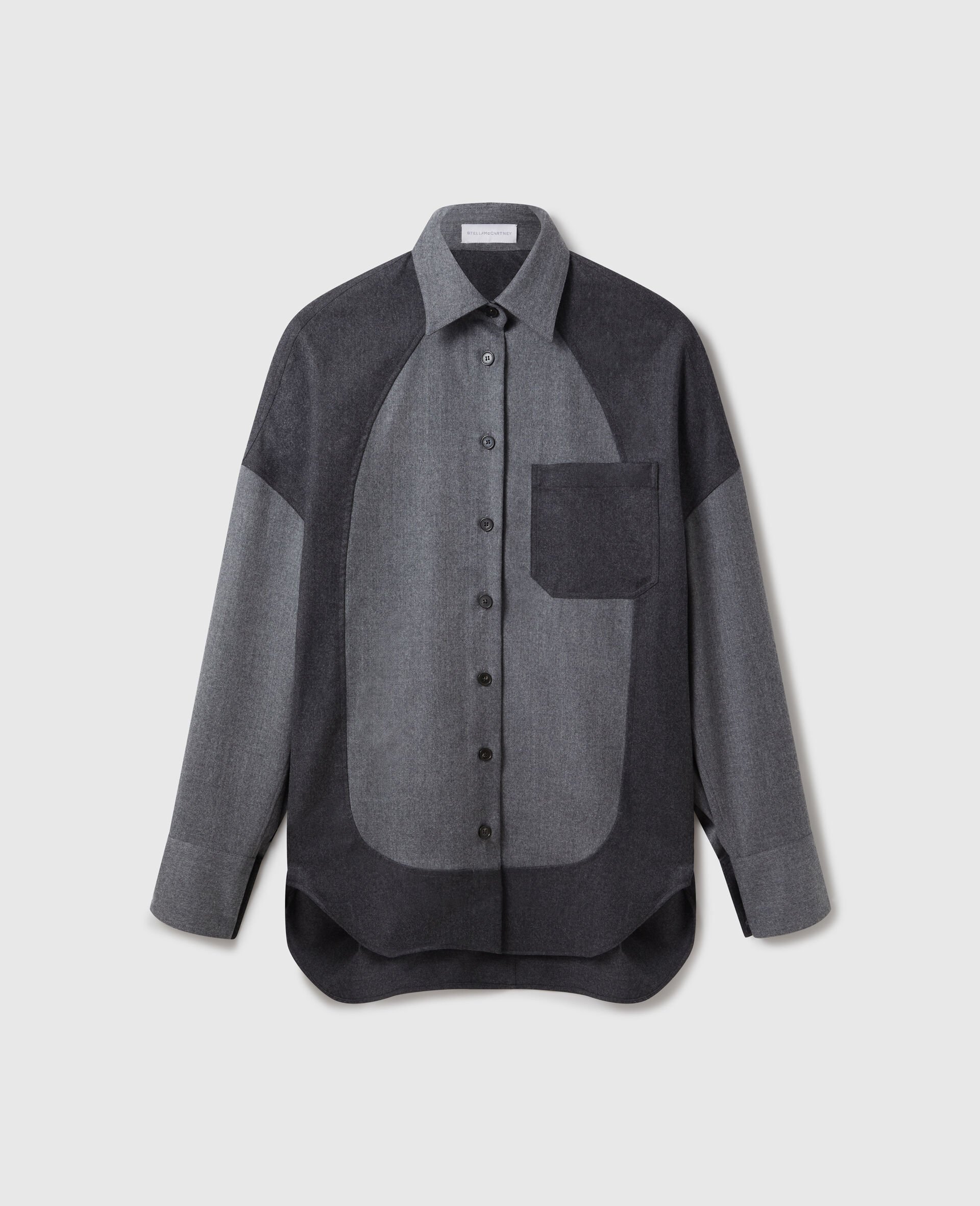 Panelled Oversized Shirt-Grey-large image number 0