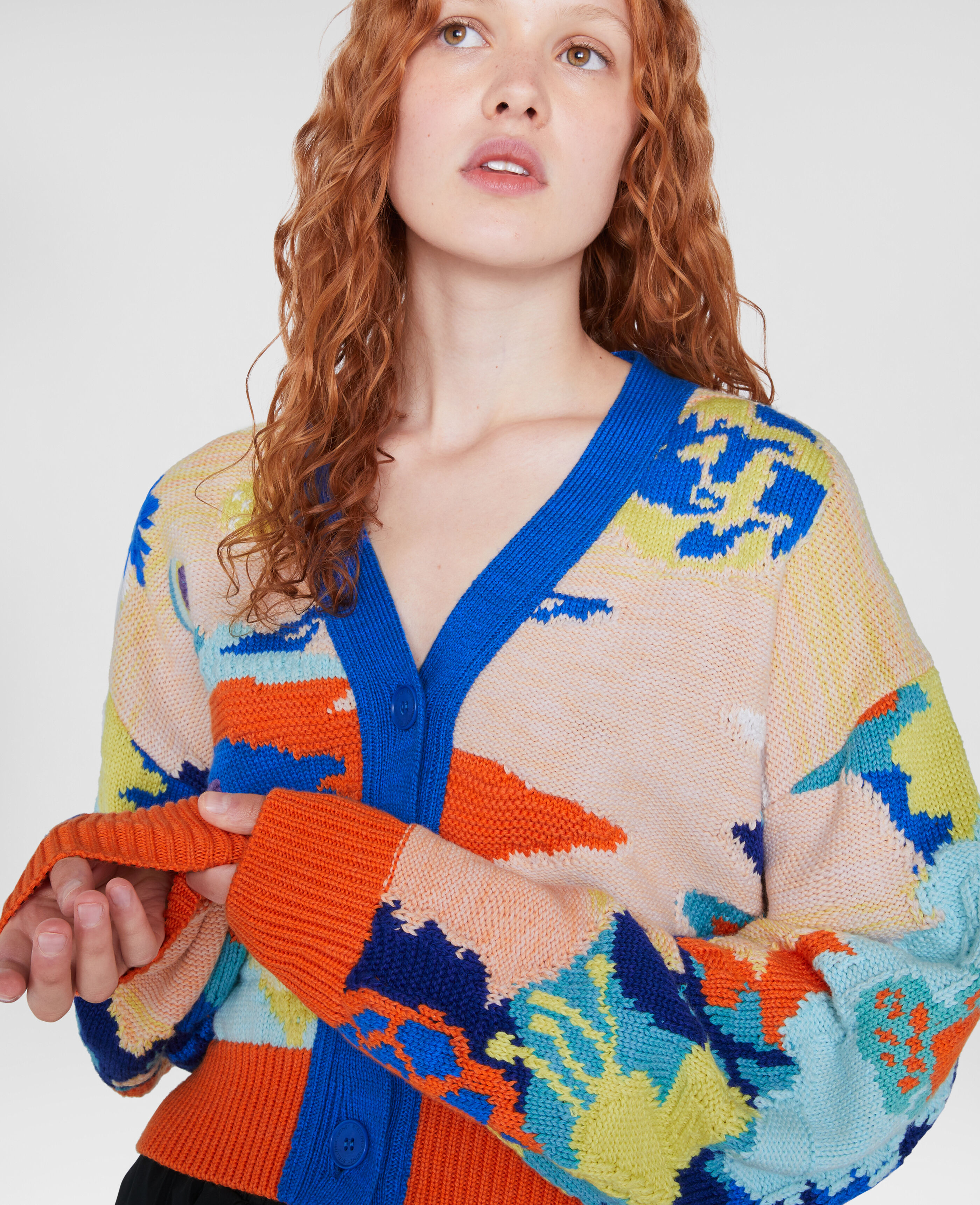 【mori777 】Stella Mccartney カーディガン、M Women ブルー キャロット グラフィック ニット カーディガン