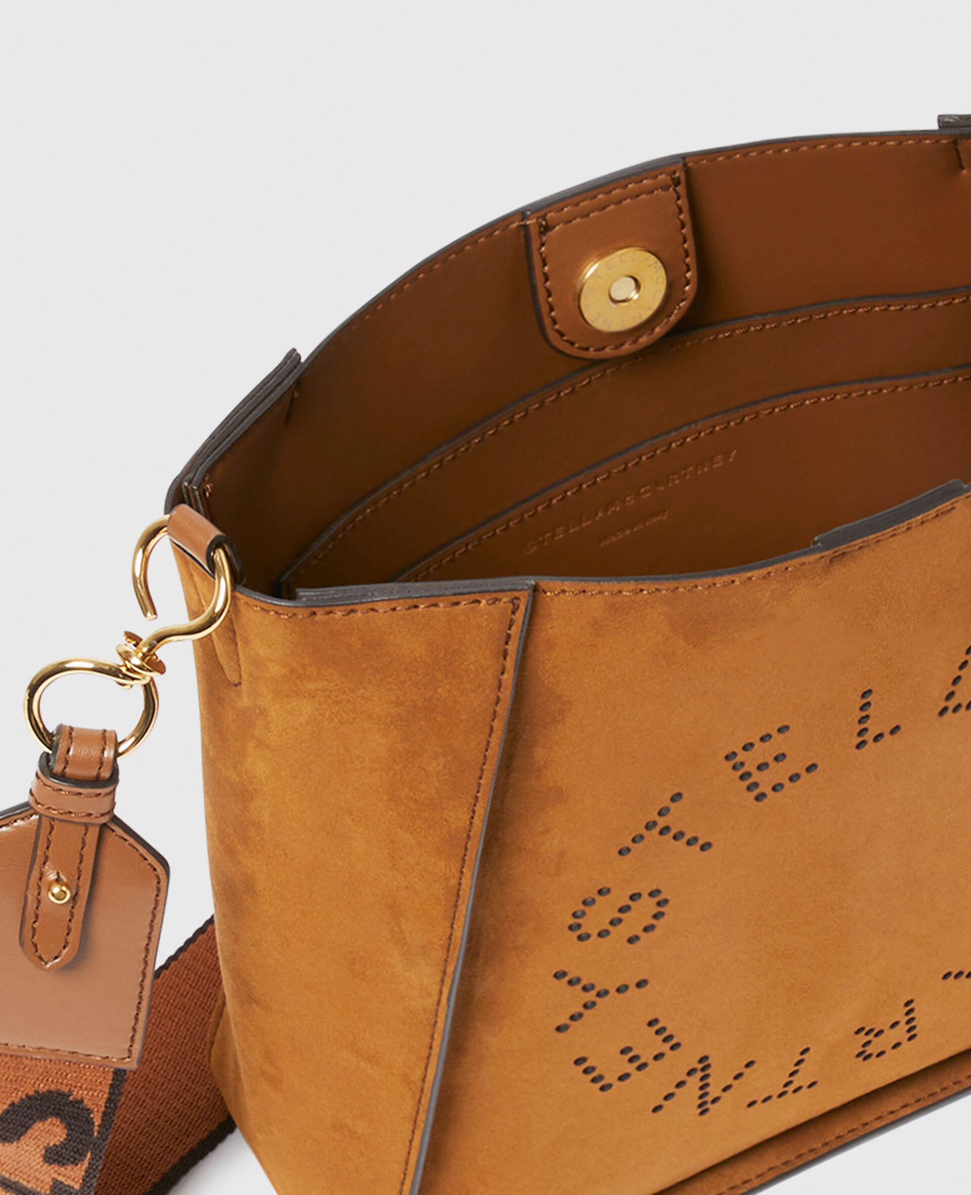 Borsa a Tracolla Quadrata con Logo-Marrone-large image number 3