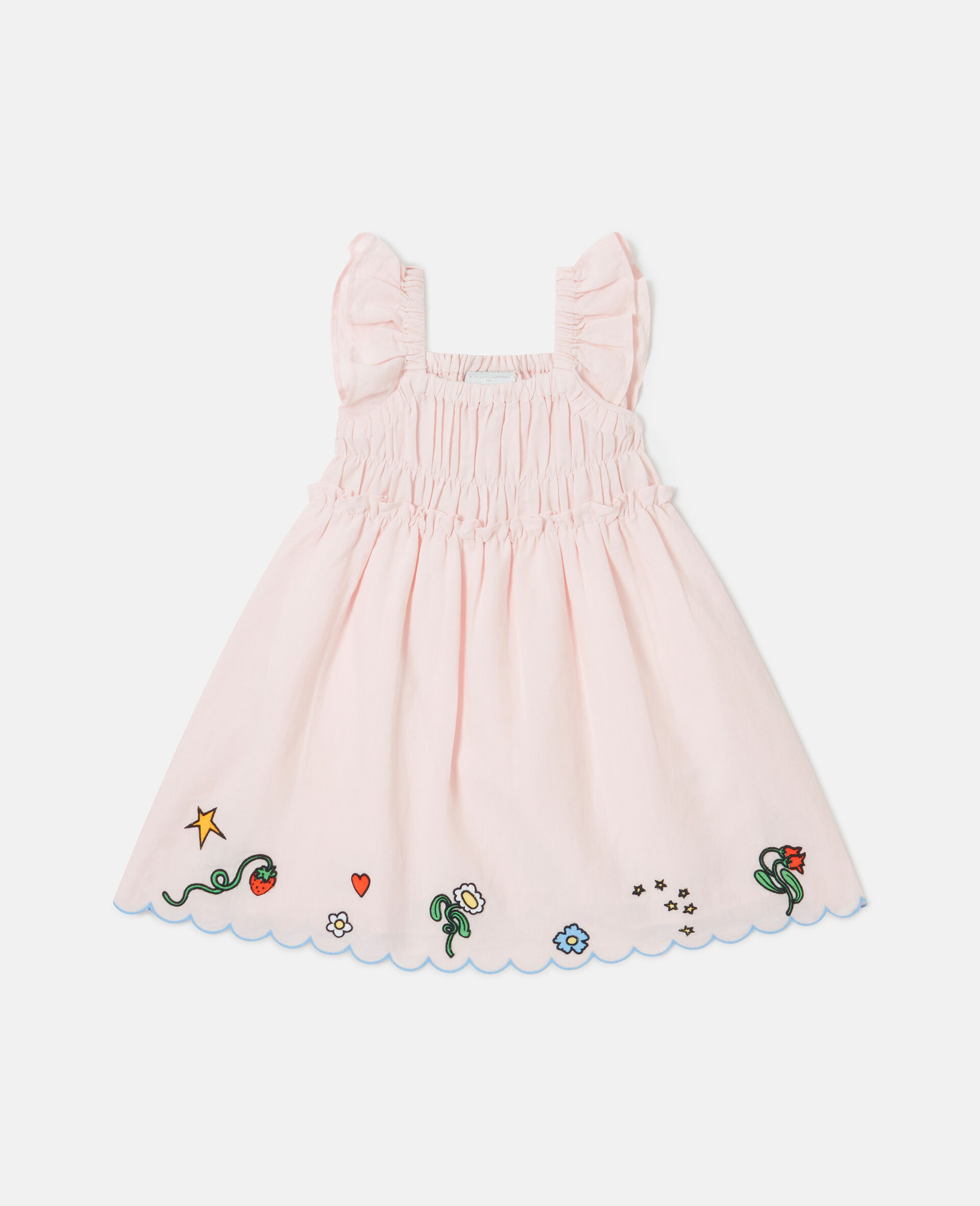 Floral Embroidered Linen-Blend Dress-Pink-large image number 0