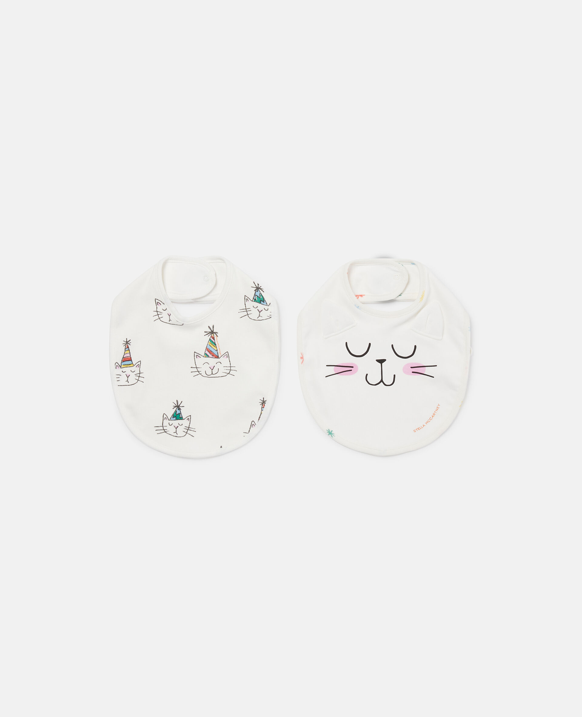 Cat Graphic Print Bib Set-Cream-large image number 0