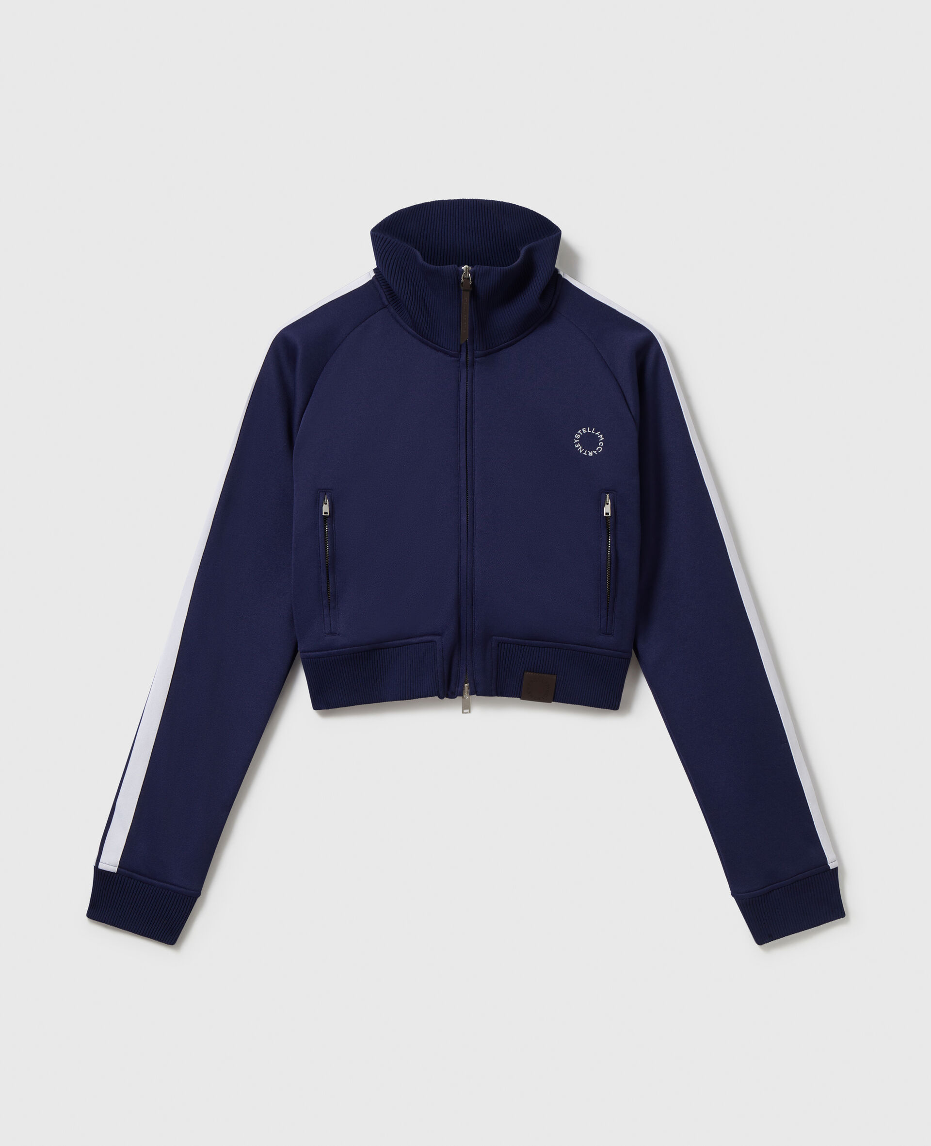 High-Neck Double Stripe Track Jacket-Blue-medium