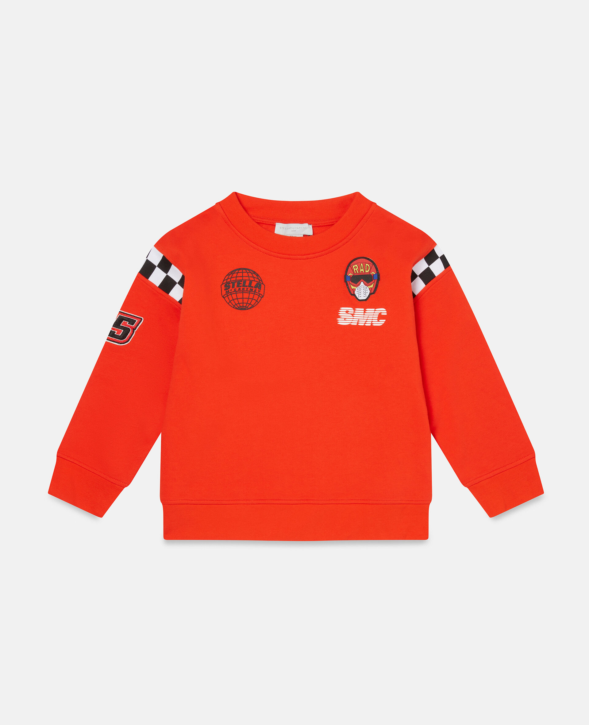 Motocross Embroidered Cotton Fleece Sweatshirt-Red-large