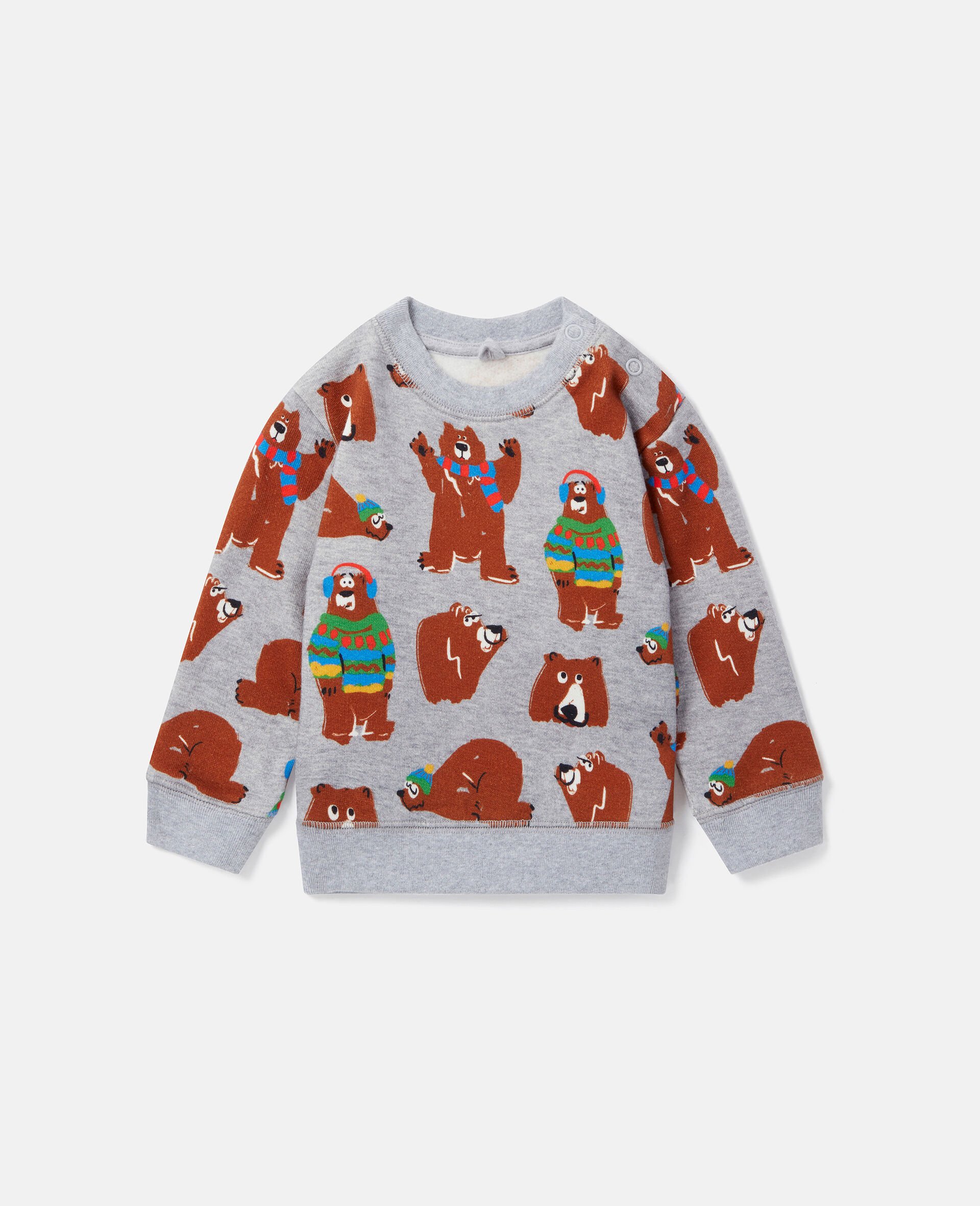 Bear Print Sweatshirt-Grey-model Bear Print Sweatshirt-Grey-model