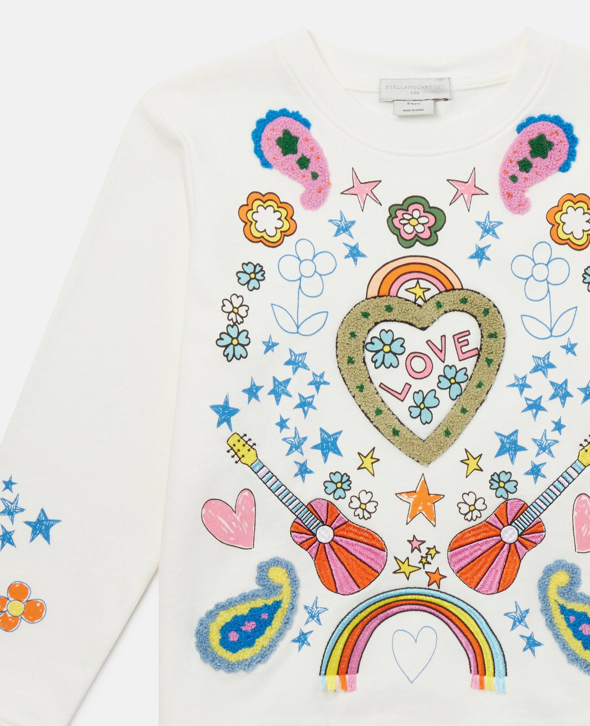 'Love to Dream' エンブロイダリー ロングライン スウェットシャツ-ホワイト-large image number 1