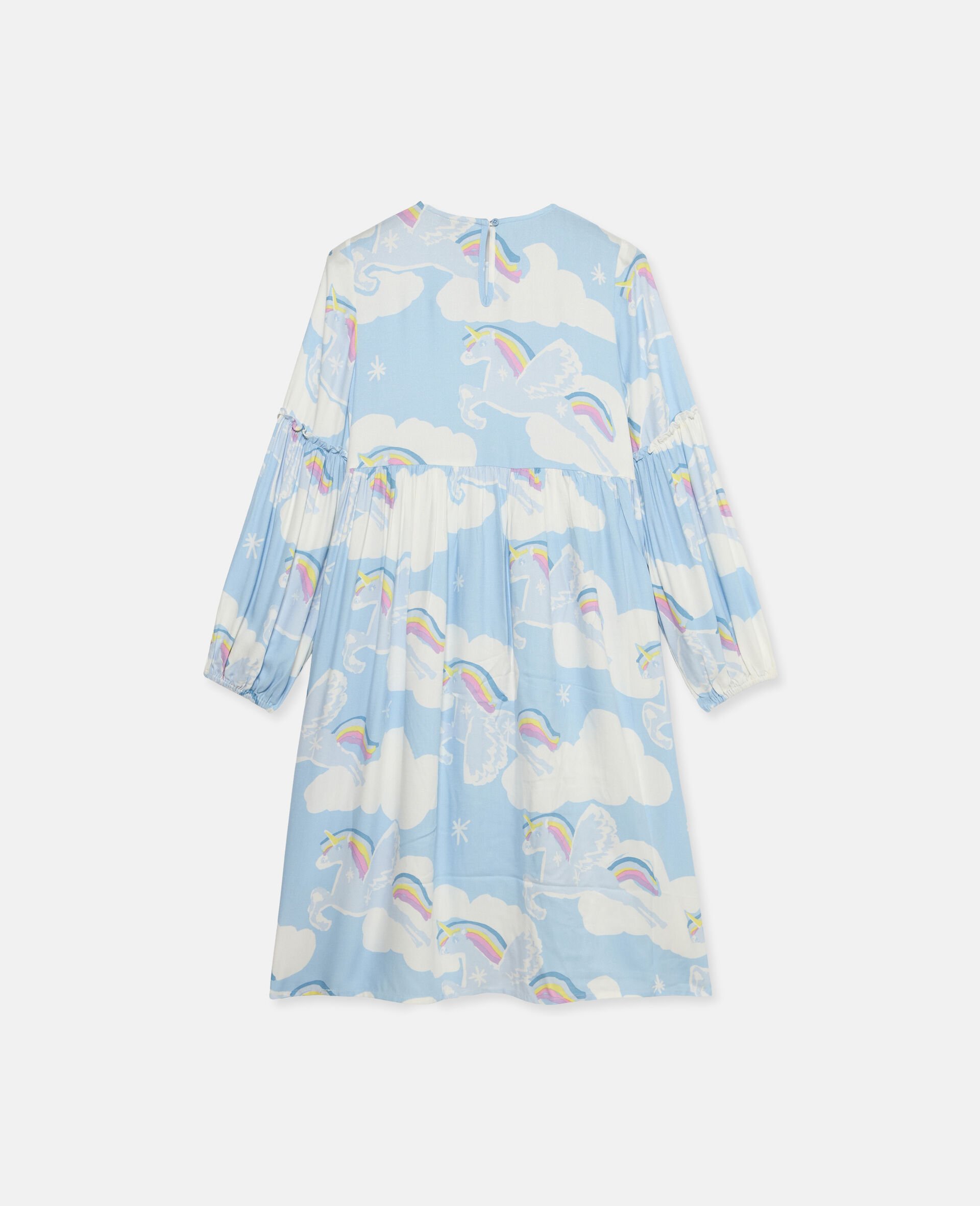 Rainbow Unicorn Cloud Print Skater Dress-Multicolour-large Rainbow Unicorn Cloud Print Skater Dress-Multicolour-large image number 1