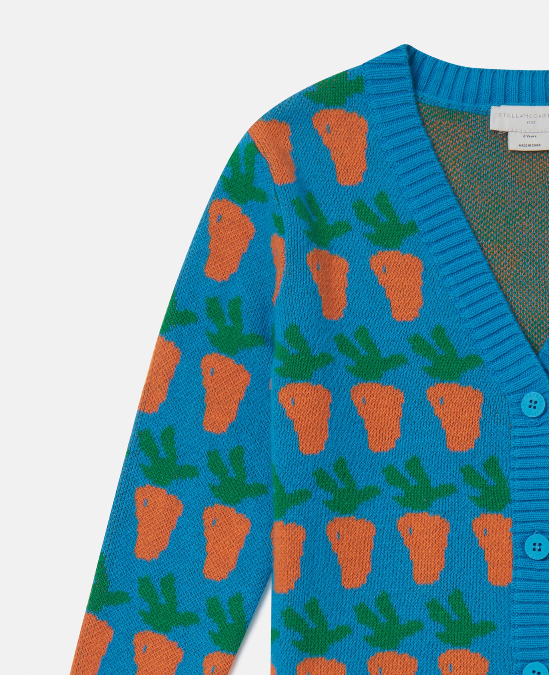 Carrot Graphic Knitted Cardigan-Blue-large Carrot Graphic Knitted Cardigan-Blue-large image number 1