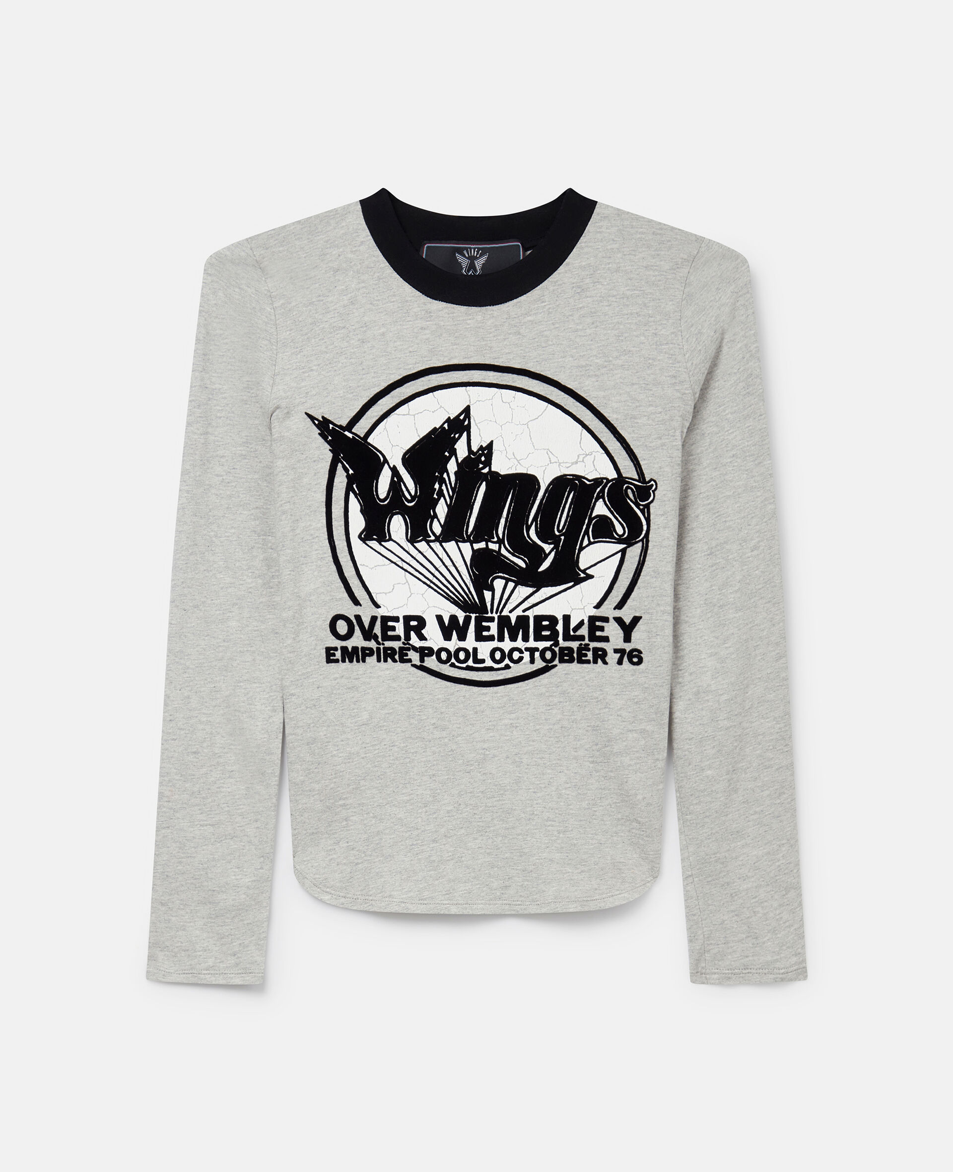 Wings Graphic Long-Sleeved Cotton Top-Grey-large image number 0