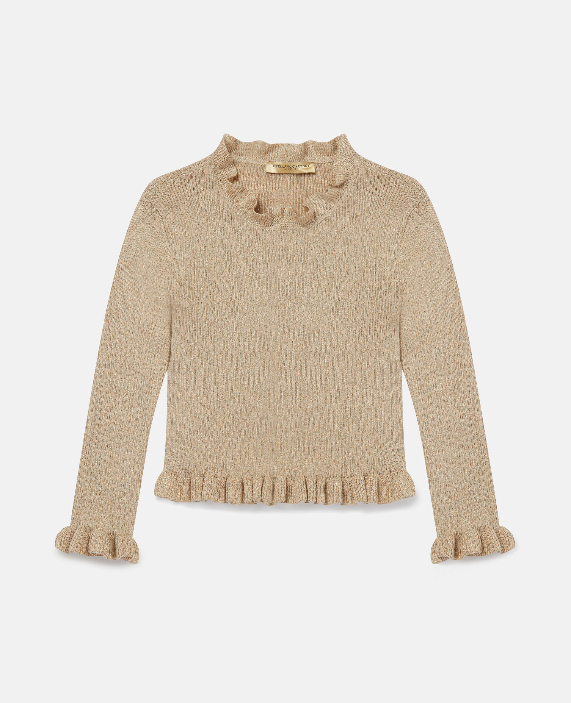 Gold Frilled Knit Jumper-Yellow-large image number 0