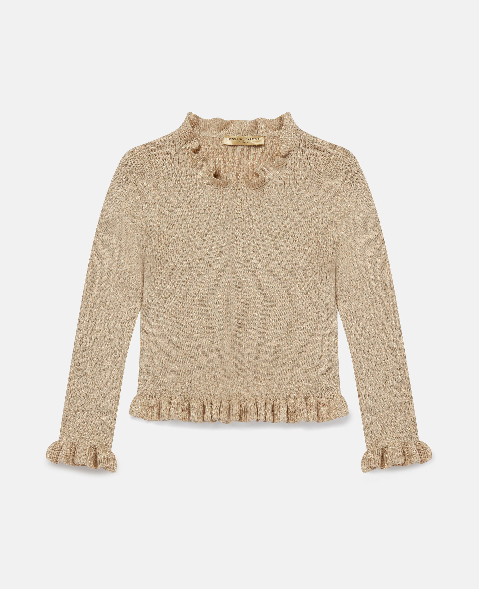 Gold Frilled Knit Jumper-Yellow-large