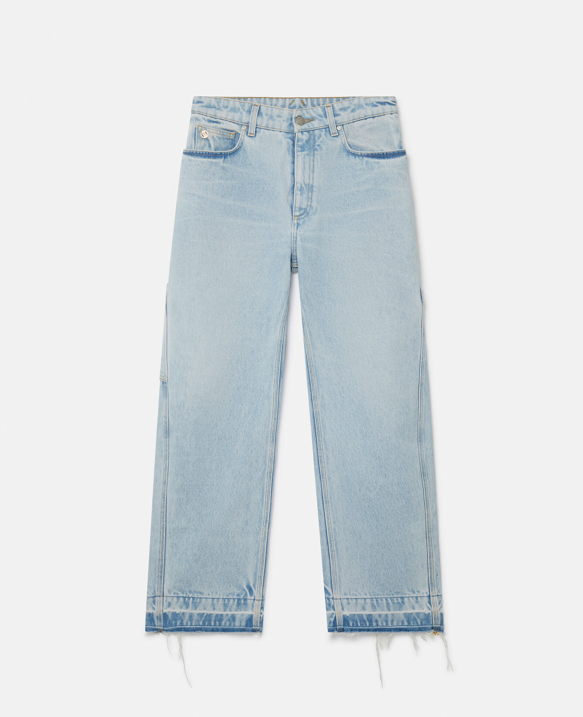 Wide-Leg Mid-Rise Denim Jeans-Blue-large image number 0