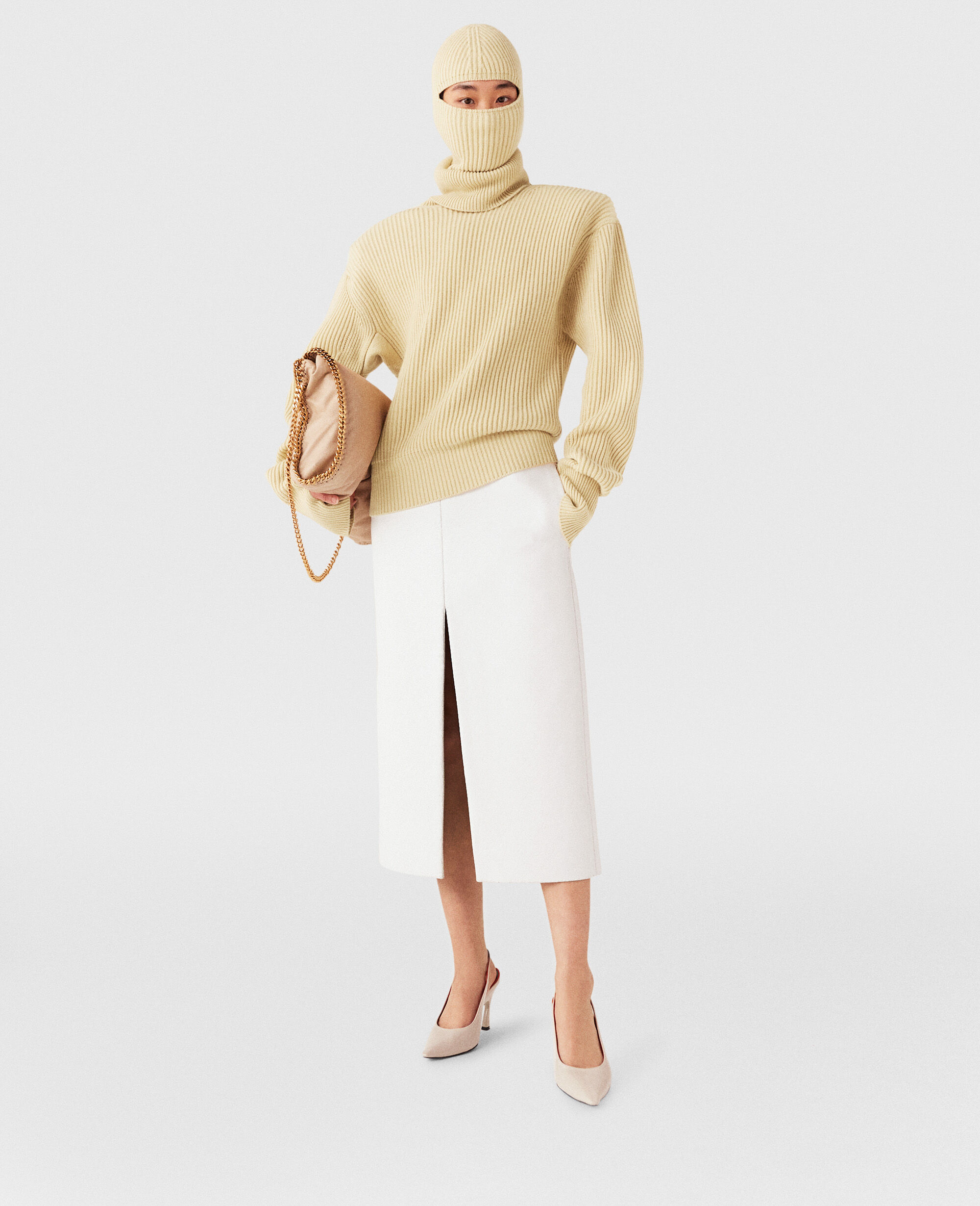 Women Lemon yellow Ribbed Balaclava | Stella McCartney US