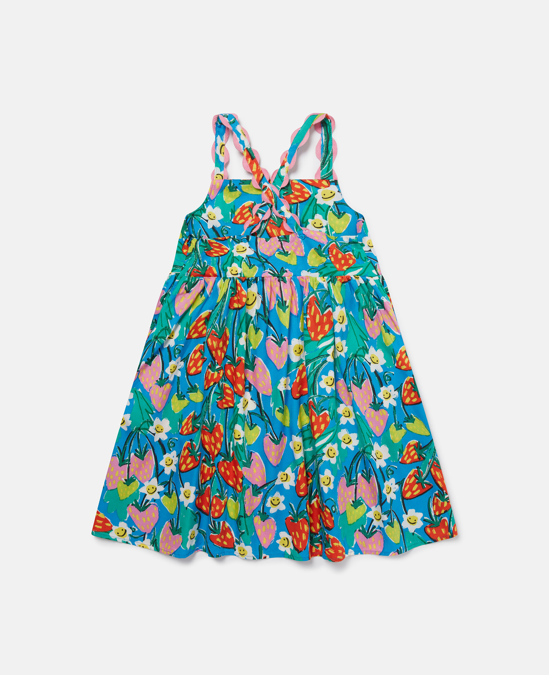 Strawberry Print Sleeveless Dress-Green-large image number 2