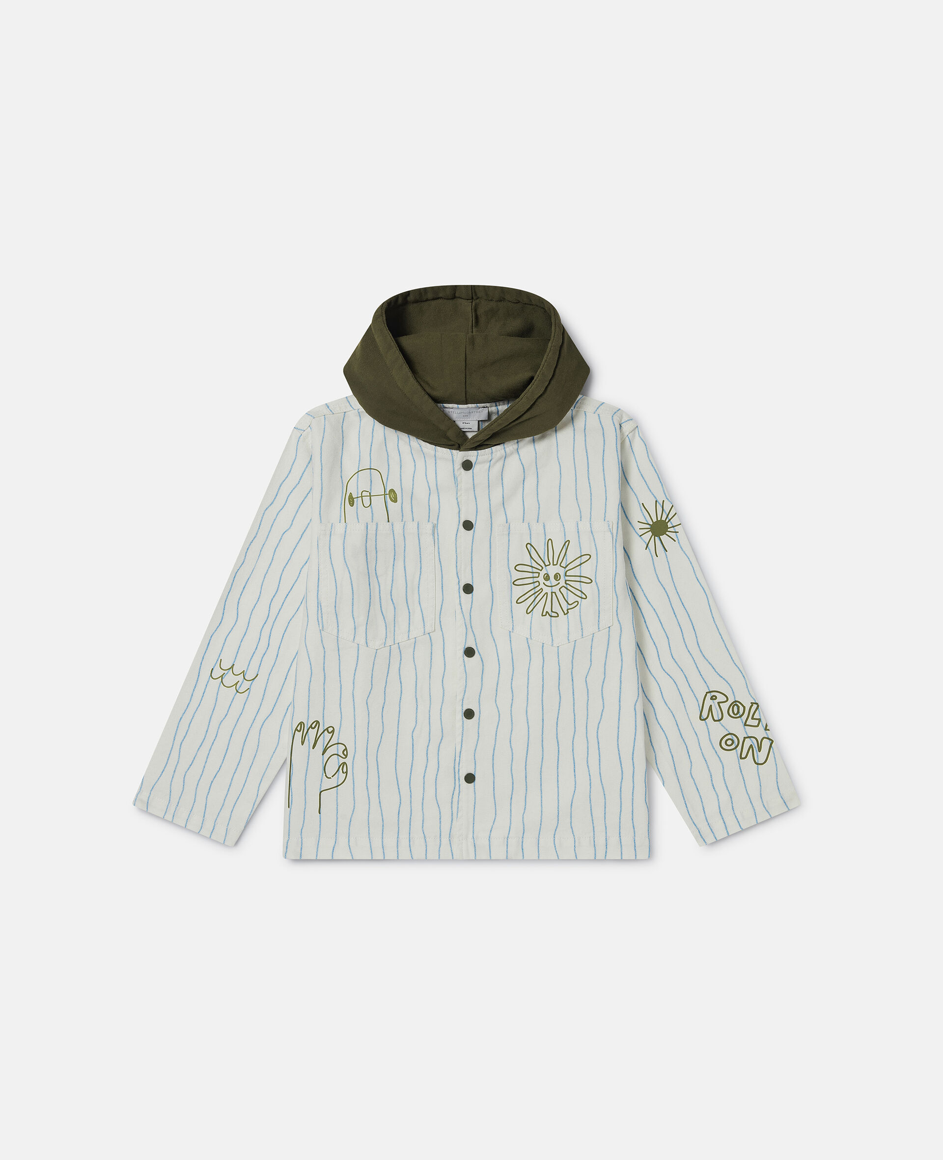 Skateboard Print Hooded Jacket-Cream-large image number 0