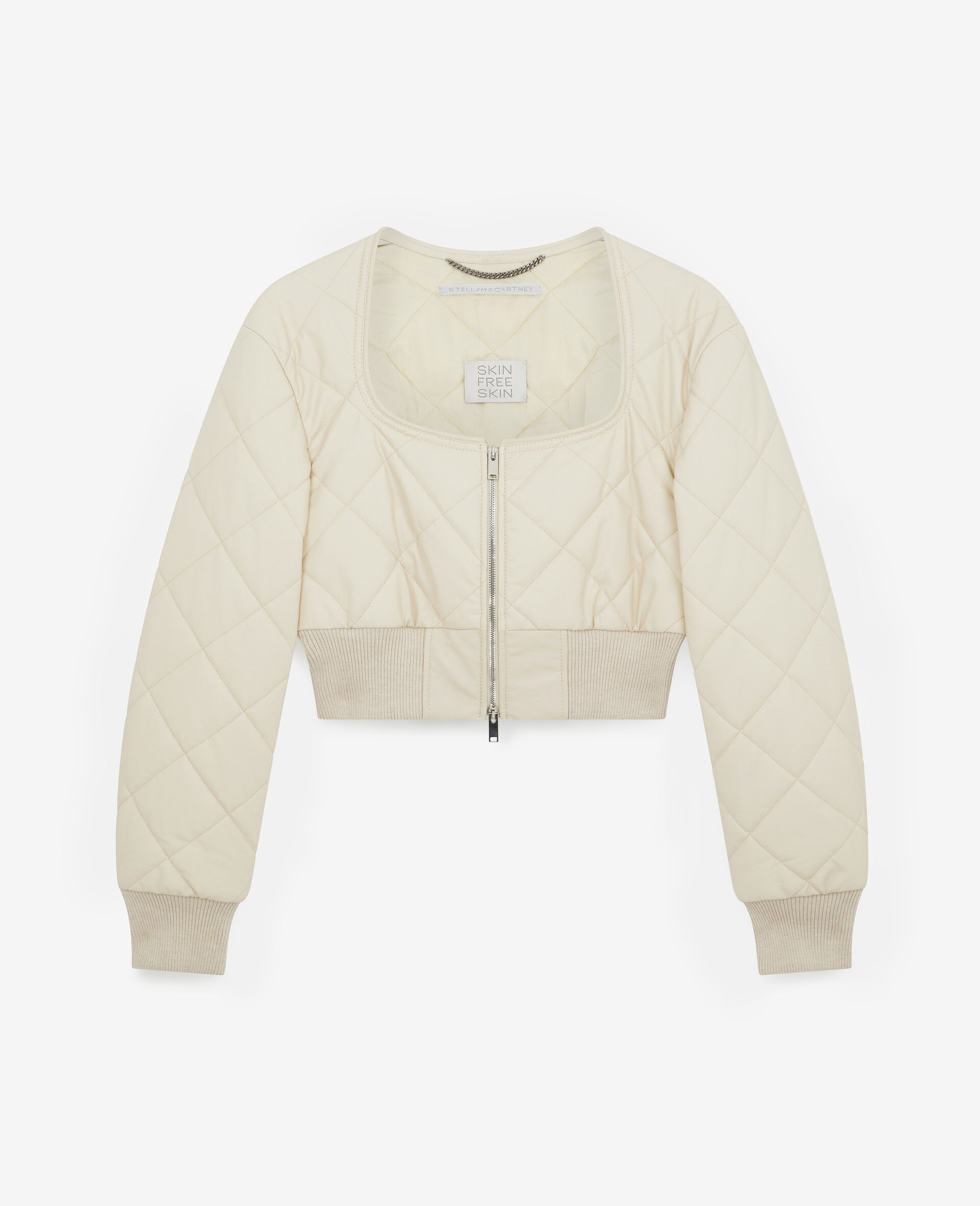 Quilted Cropped Bomber Jacket-White-large image number 0