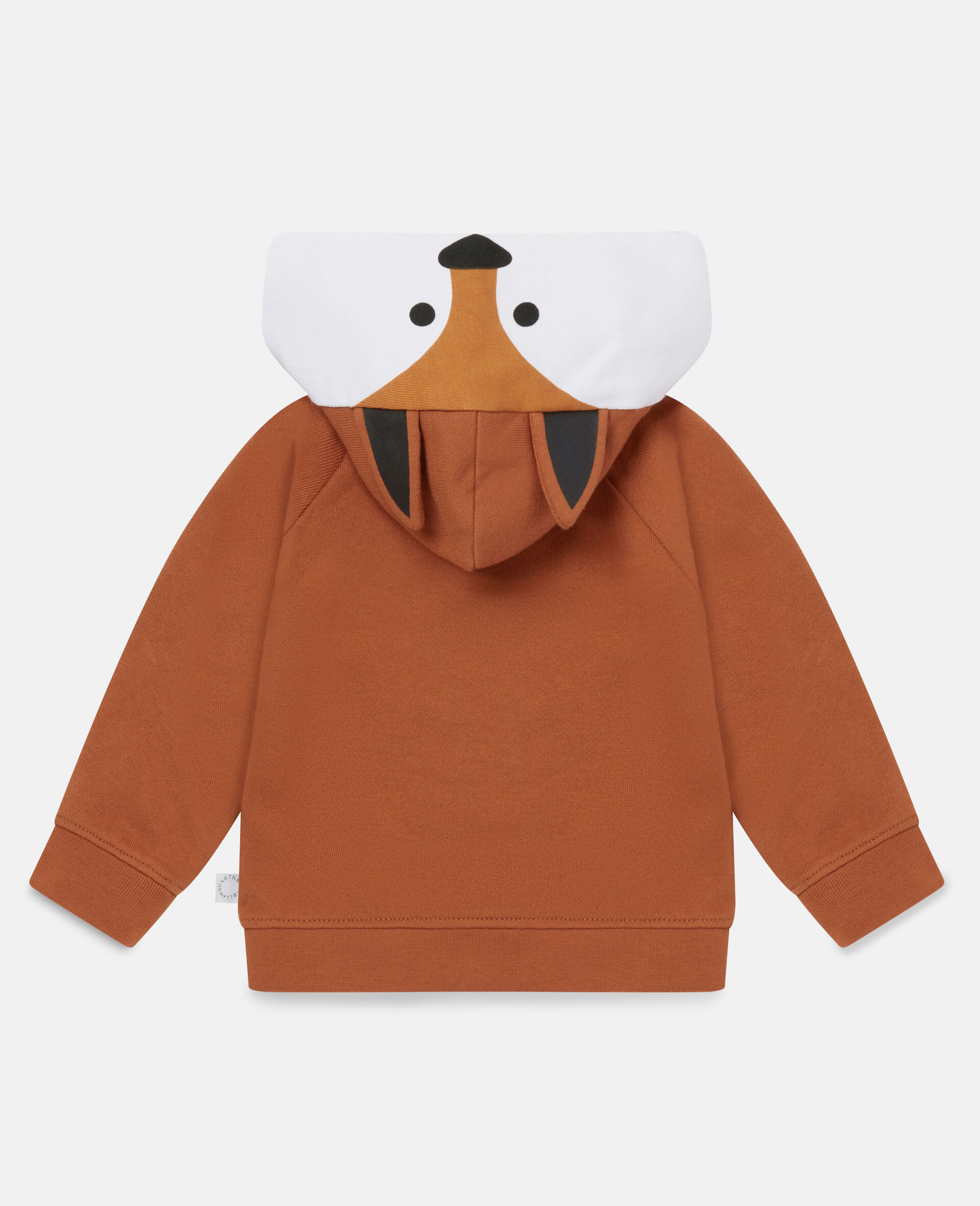 Fleece Fox Print Hoodie-Brown-large image number 3