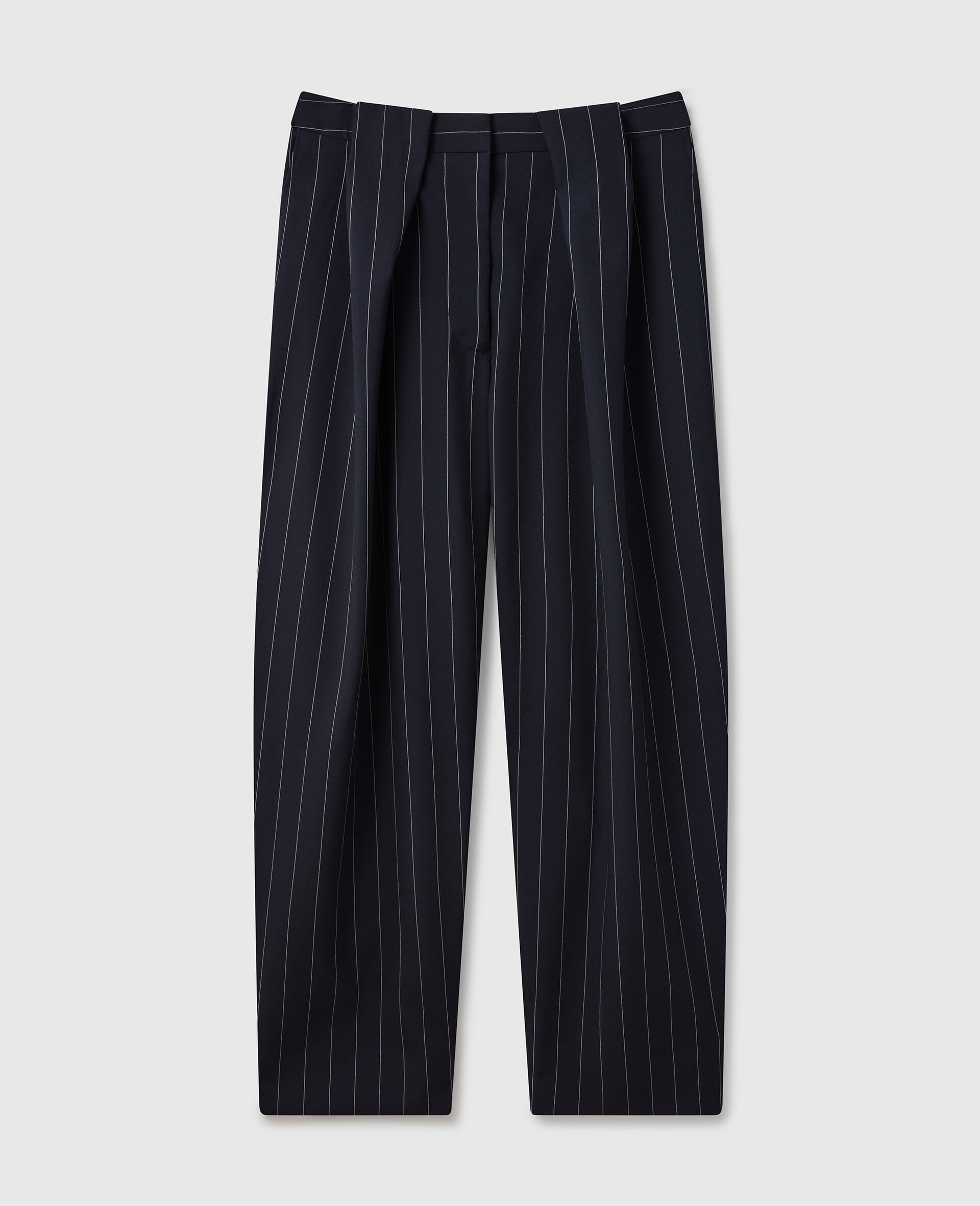 Slouchy Panelled Pinstripe Trousers-Blue-large image number 0