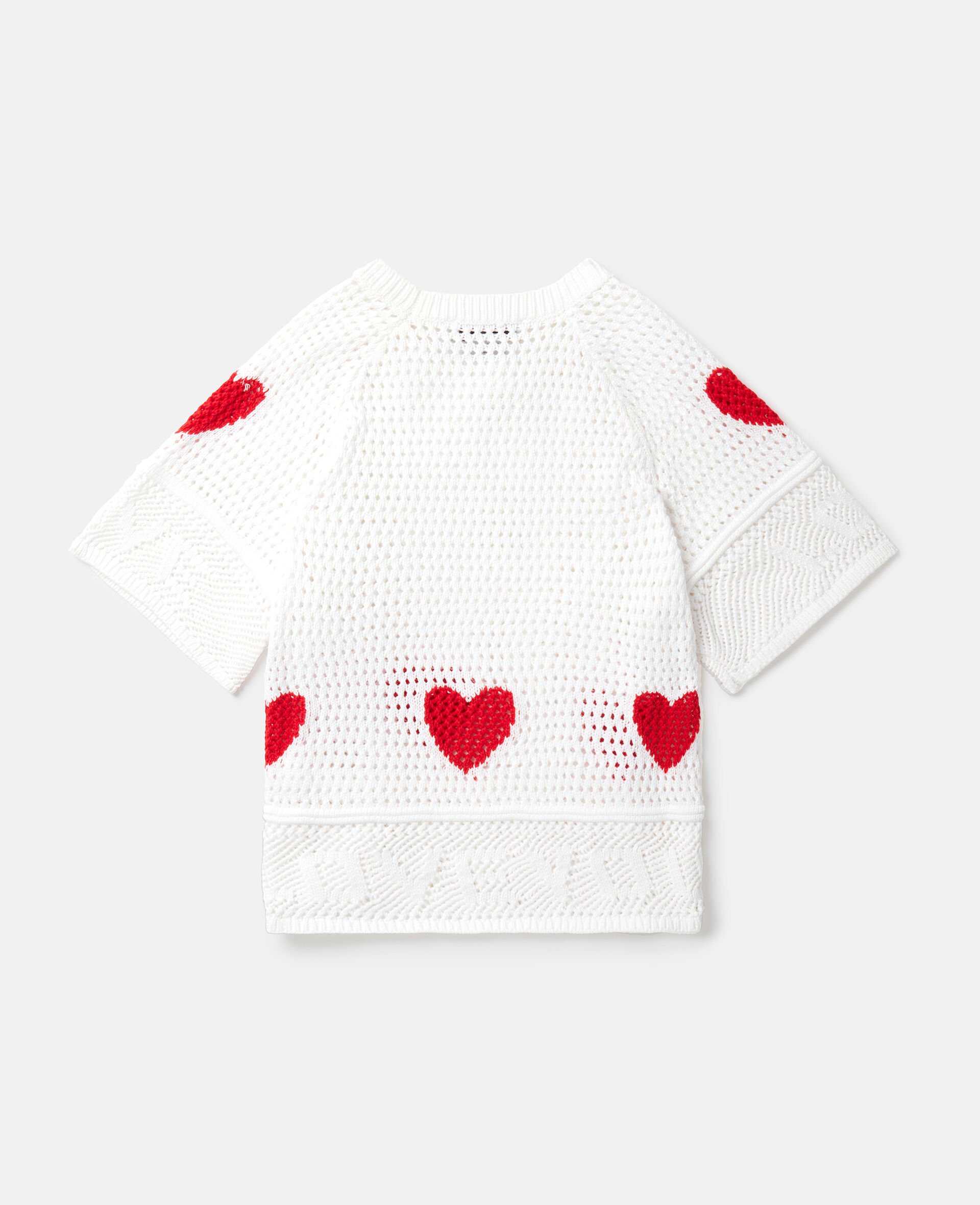 Top a maniche corte con cuore all’uncinetto-Bianco-large image number 2