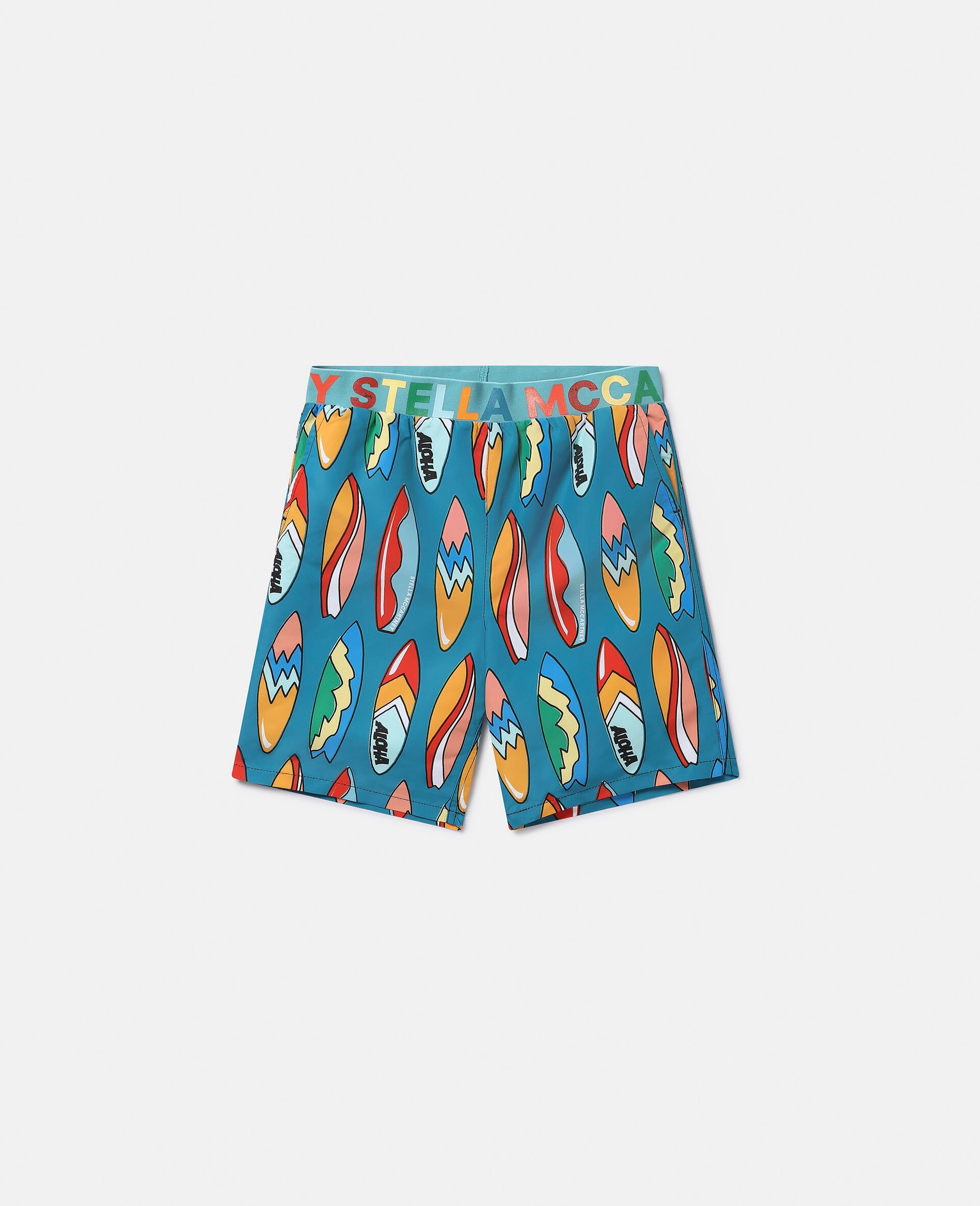 Surfboard Print Swimming Trunks-Multicolour-large image number 0
