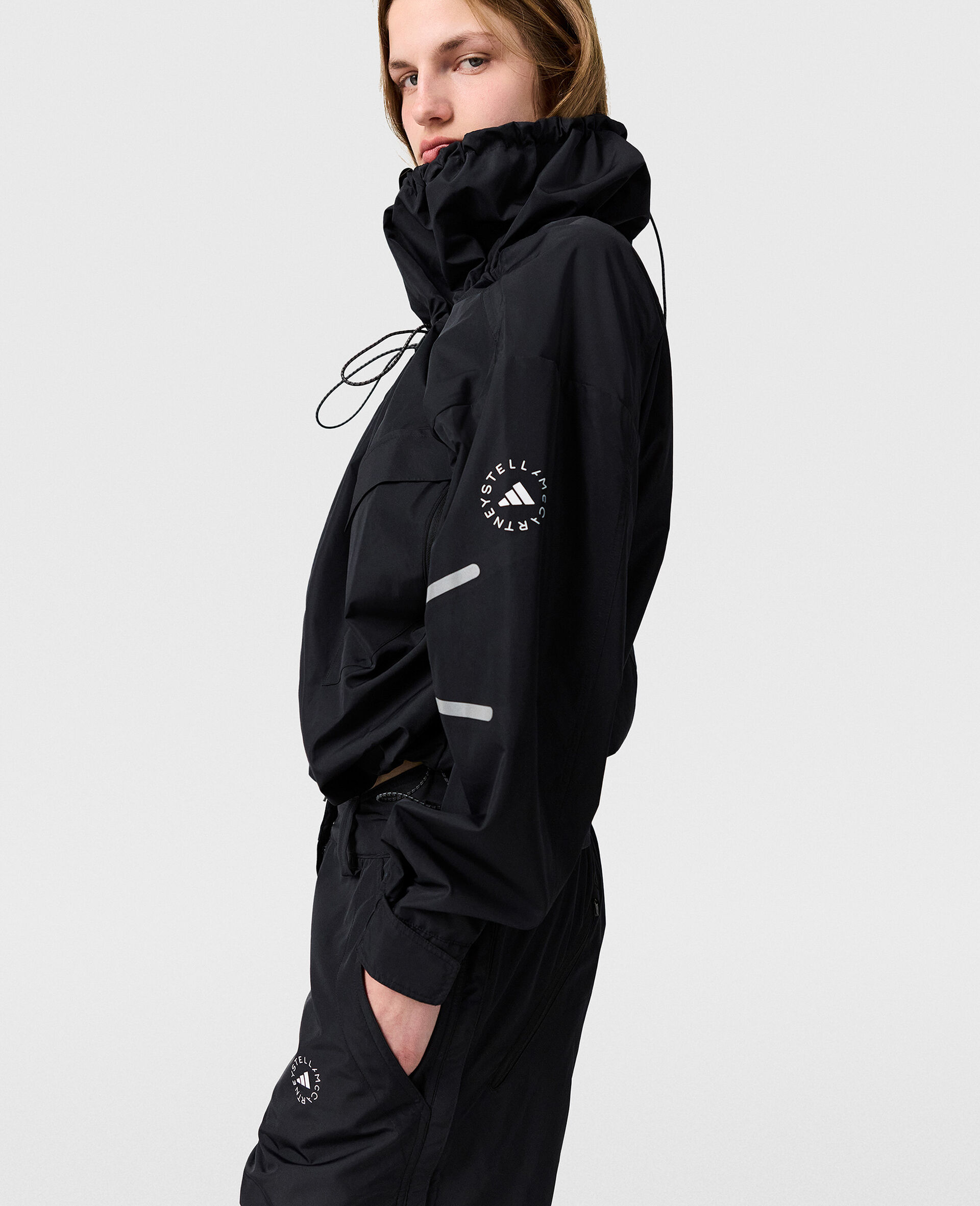 High-Neck Hooded Jacket-Black-large image number 2