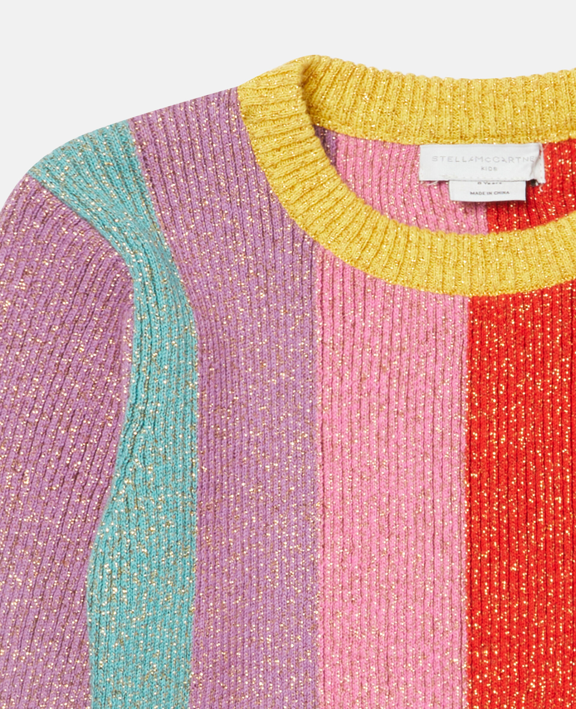 Rainbow Striped Glitter Knit Jumper-Multicolour-large image number 1