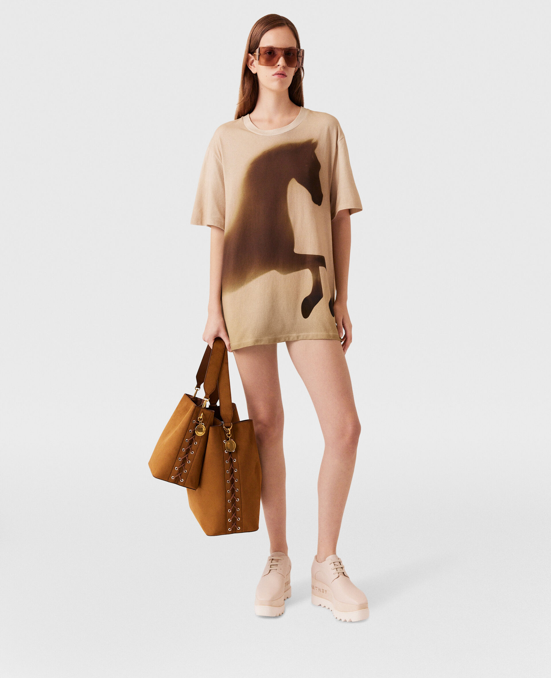 Horse Graphic Cotton T-Shirt-Brown-large Horse Graphic Cotton T-Shirt-Brown-large image number 5