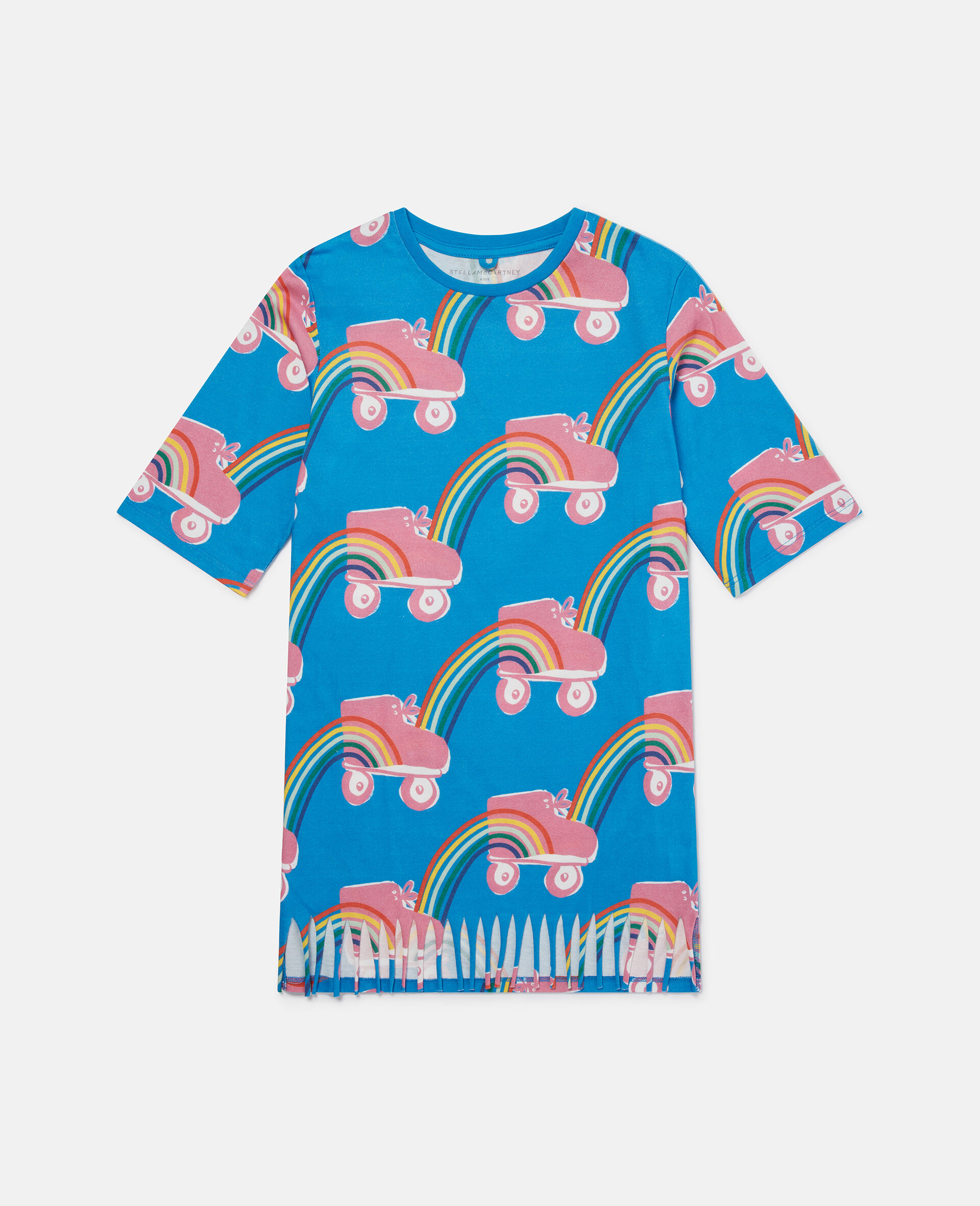 Rollerskate Rainbow Print T-Shirt-Blue-large image number 0