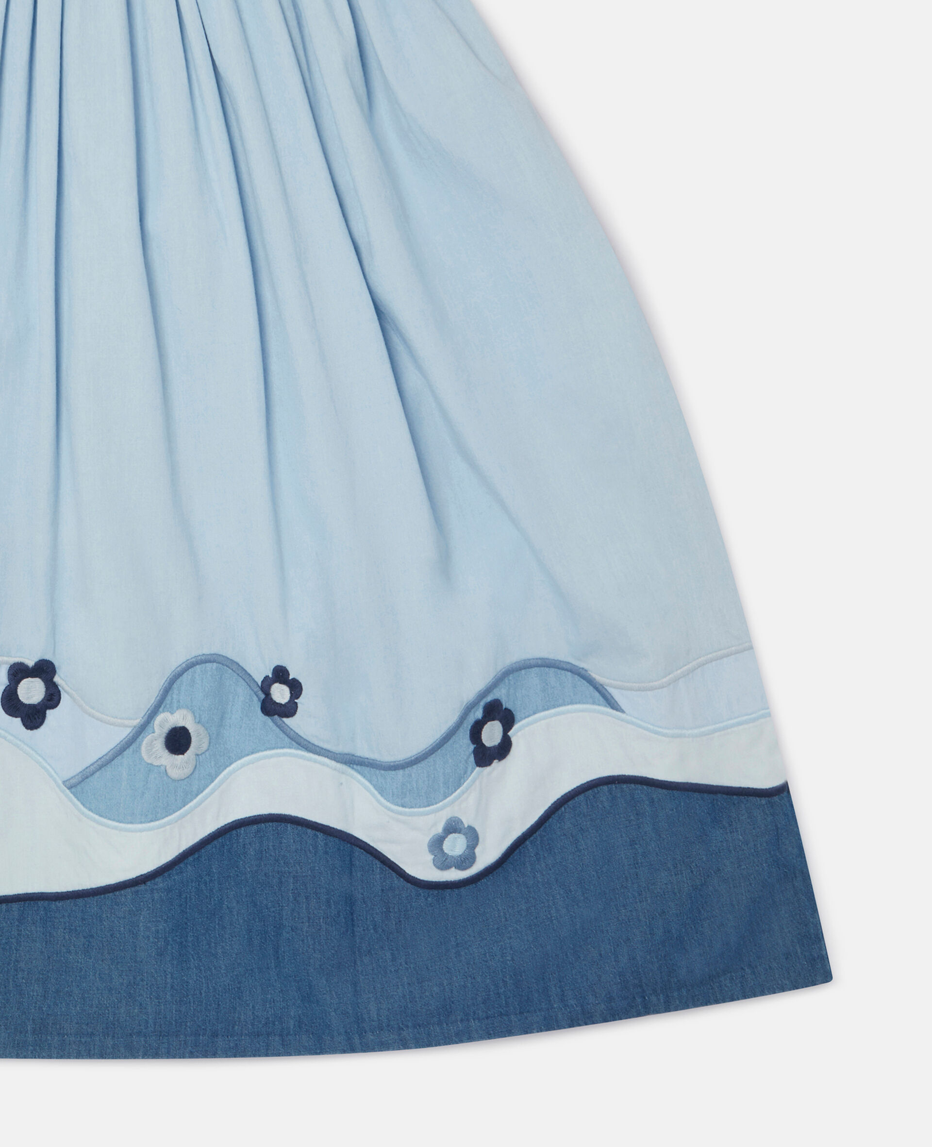 Landscape Patchwork Chambray Dress-Blue-large image number 3