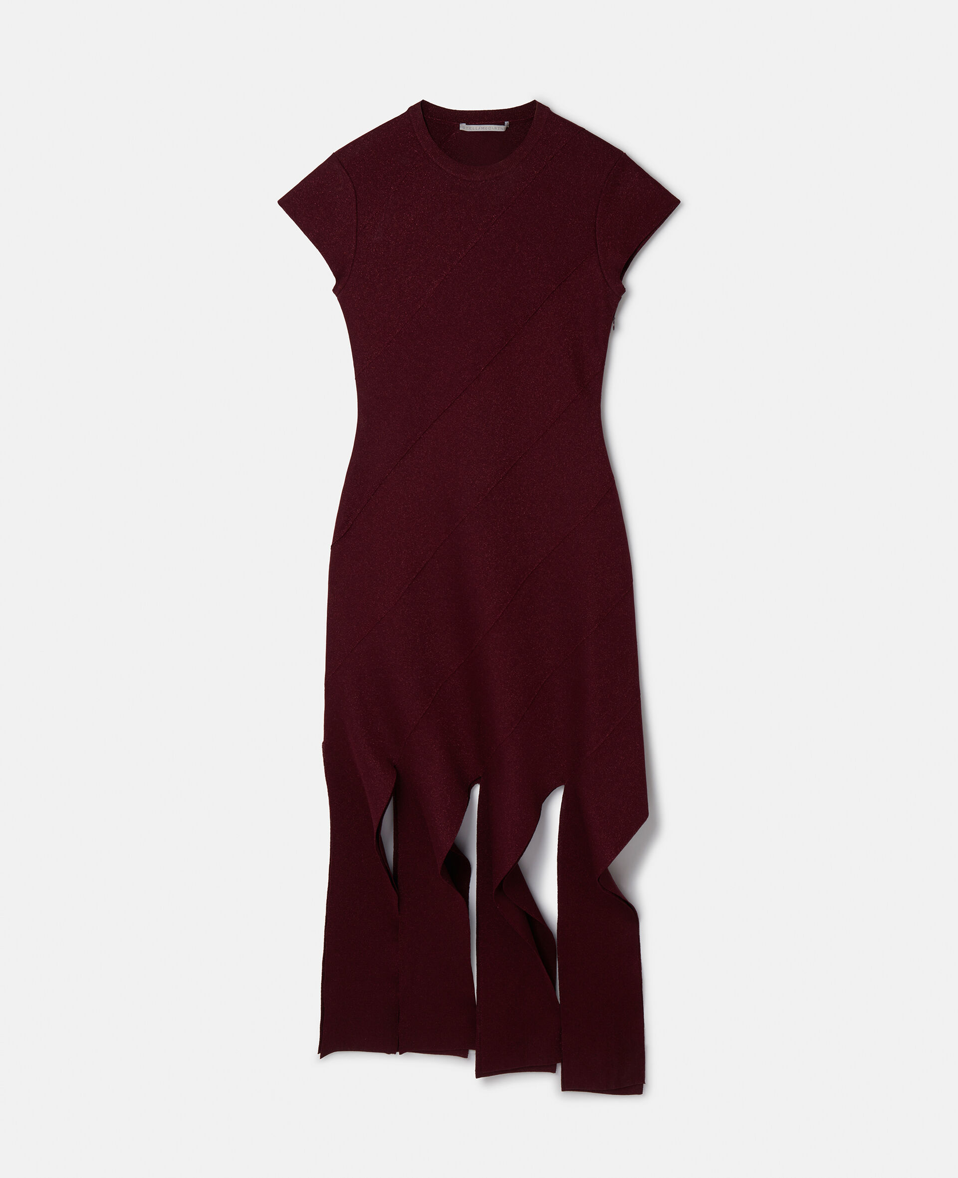 Lurex Rib Knit Midi Dress-Red-medium