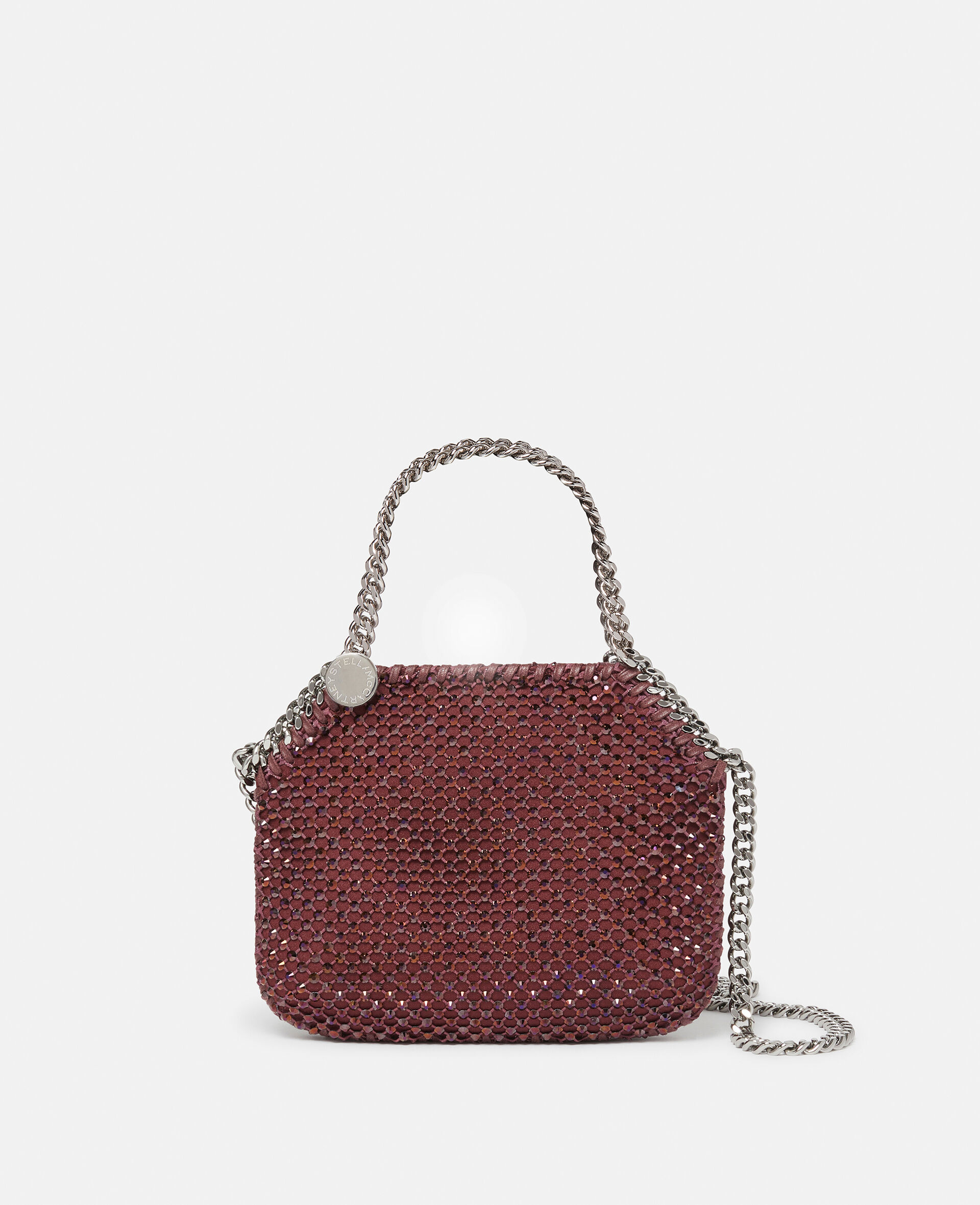 Mini sac cabas en maille à cristaux Falabella-Rouge-medium