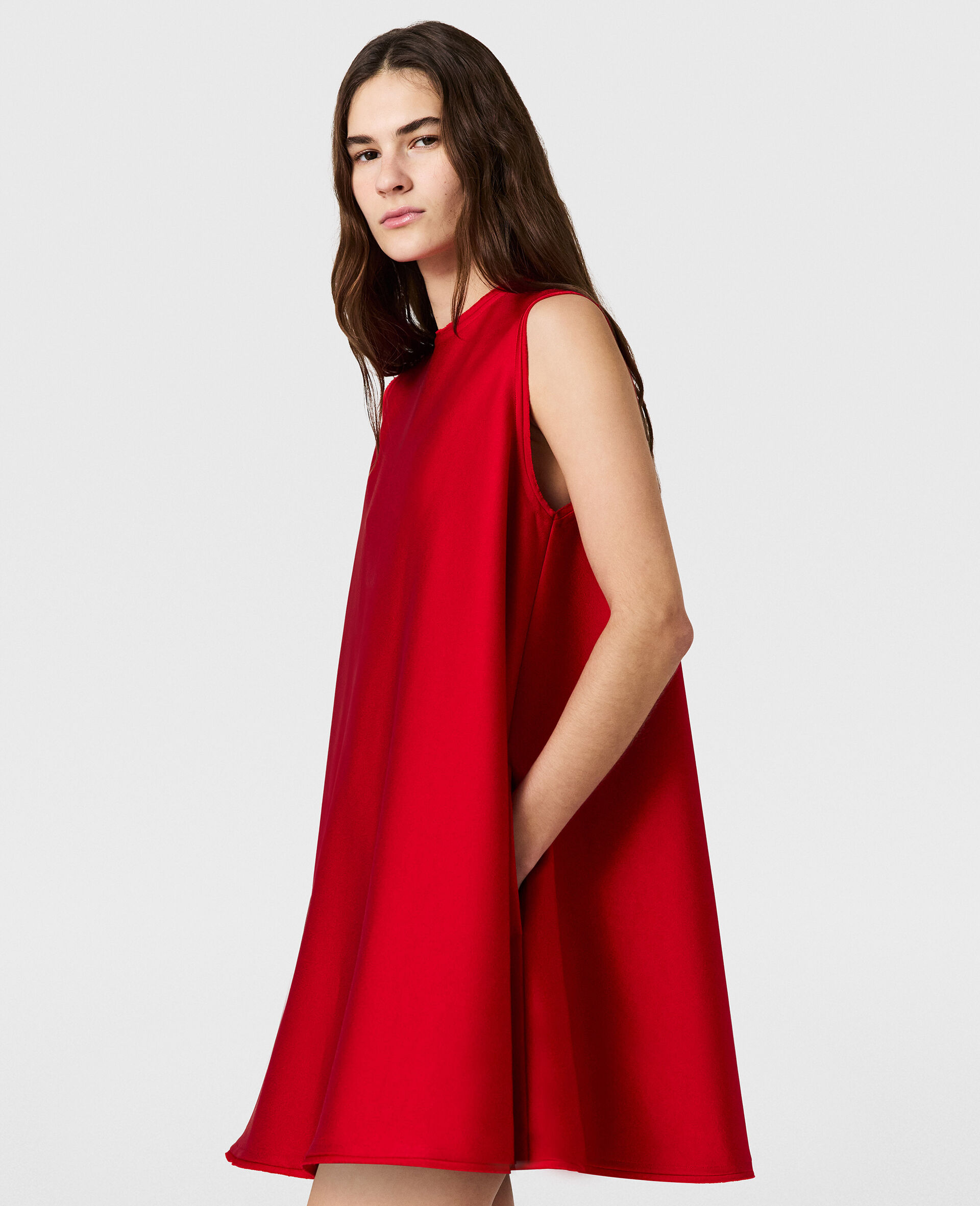 Envers Satin A-Line Mini Dress-Red-large image number 2