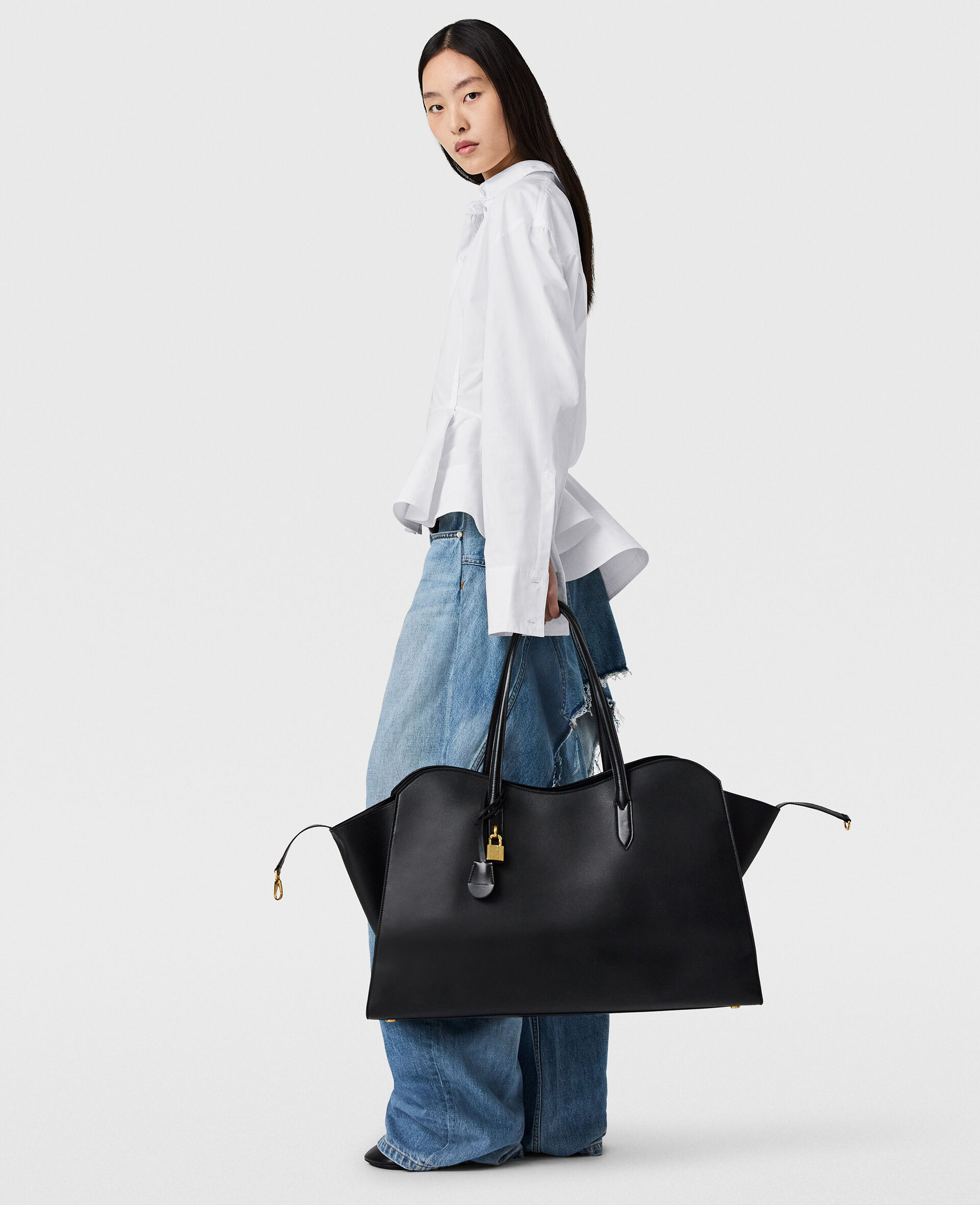 Poplin Peplum Shirt-White-large image number 4